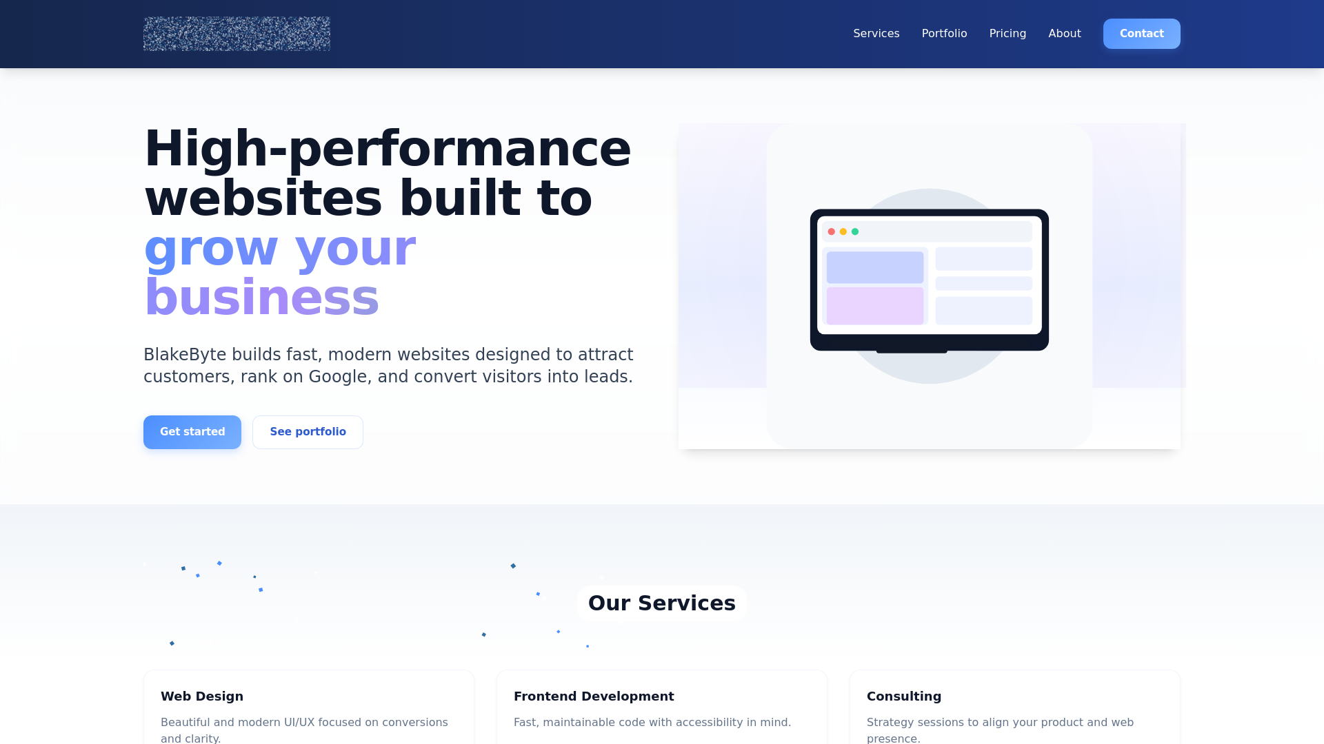 website screenshot of https://blakebyte.com/