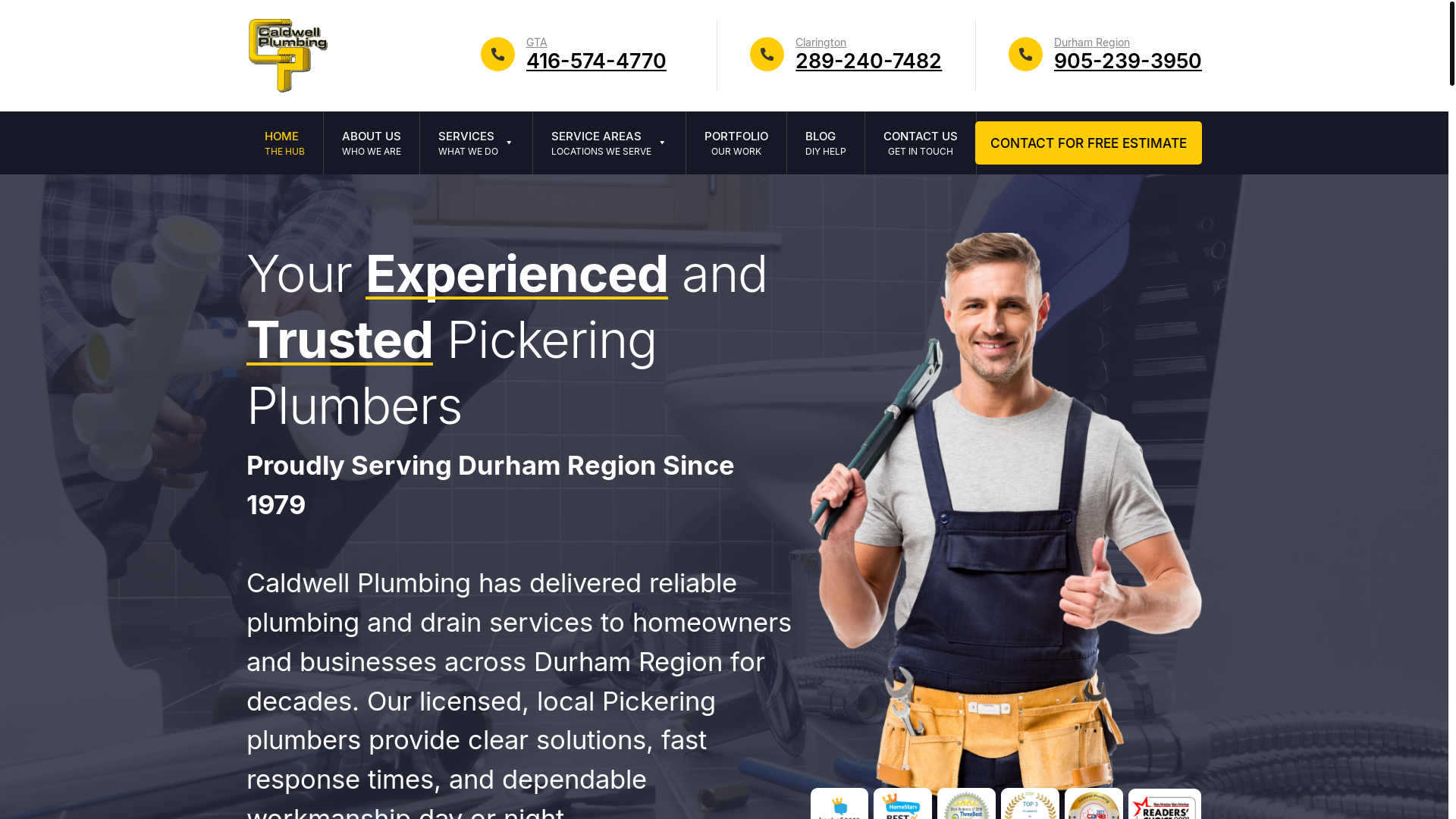 website screenshot of https://caldwellplumbing.ca/