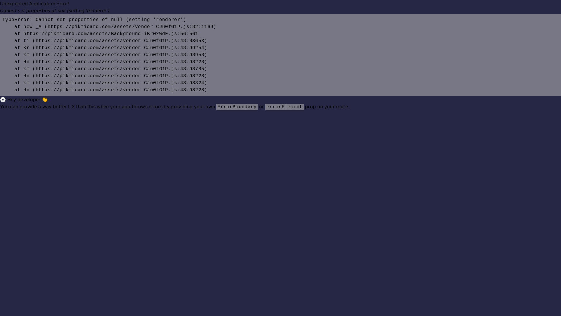website screenshot of https://pikmicard.com/