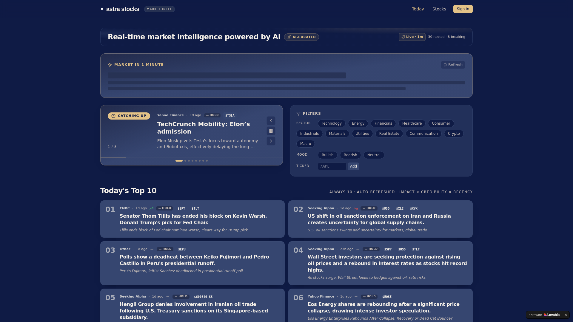 website screenshot of https://astrastocks.com/