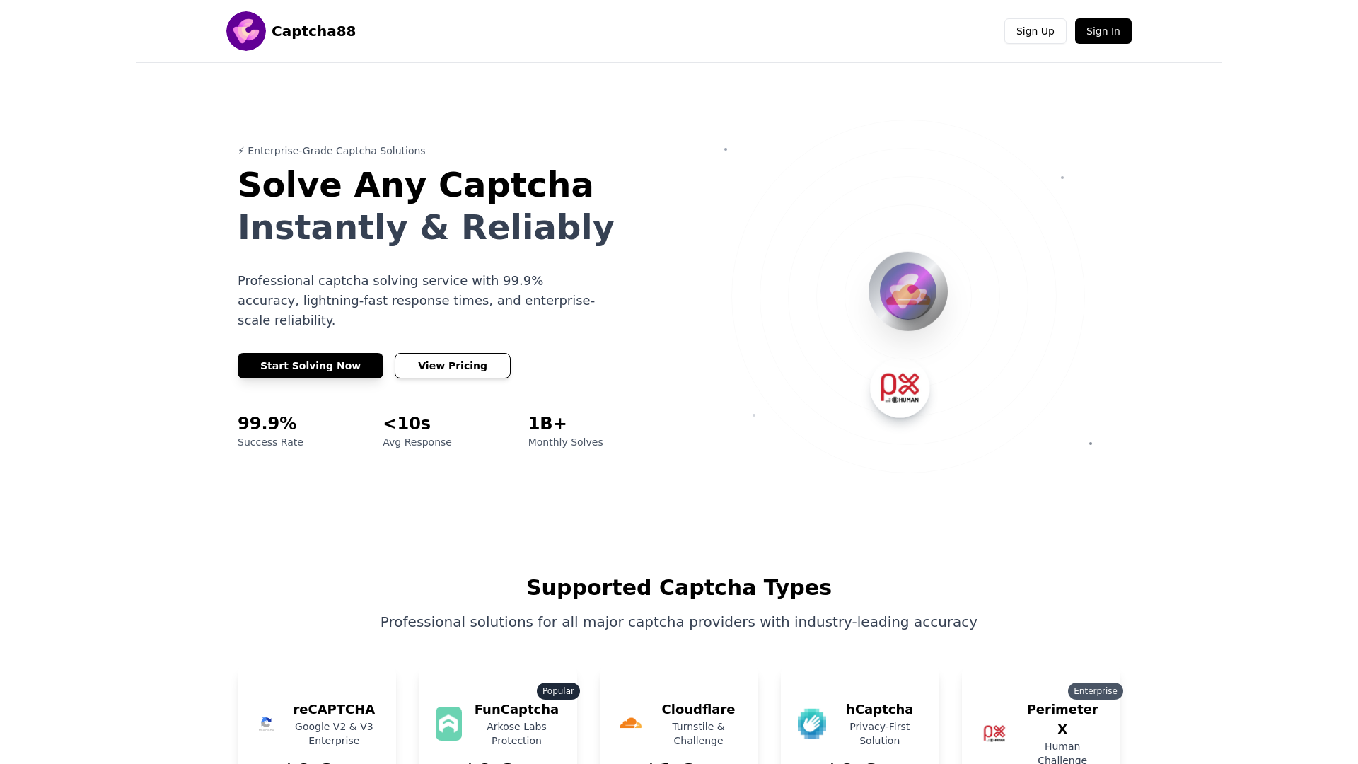 website screenshot of https://captcha88.com/