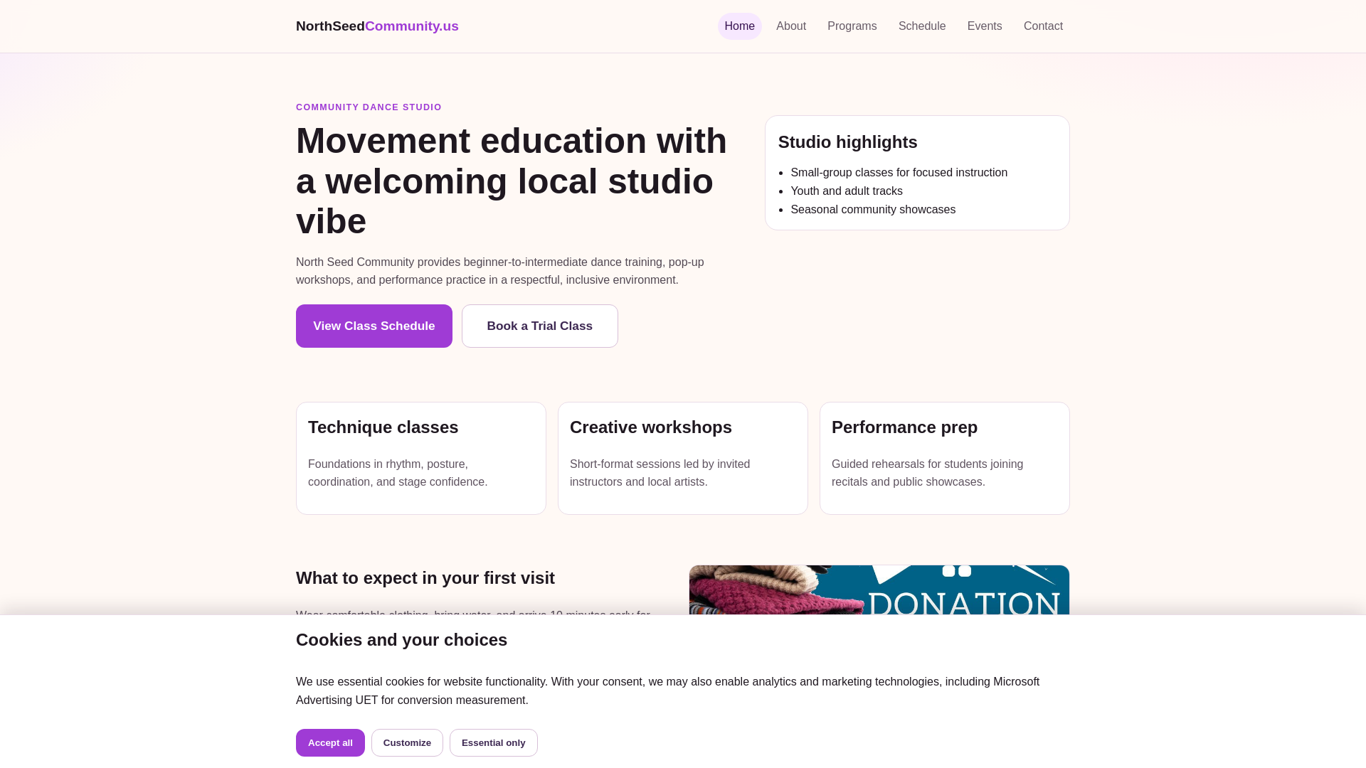 website screenshot of https://northseedcommunity.us