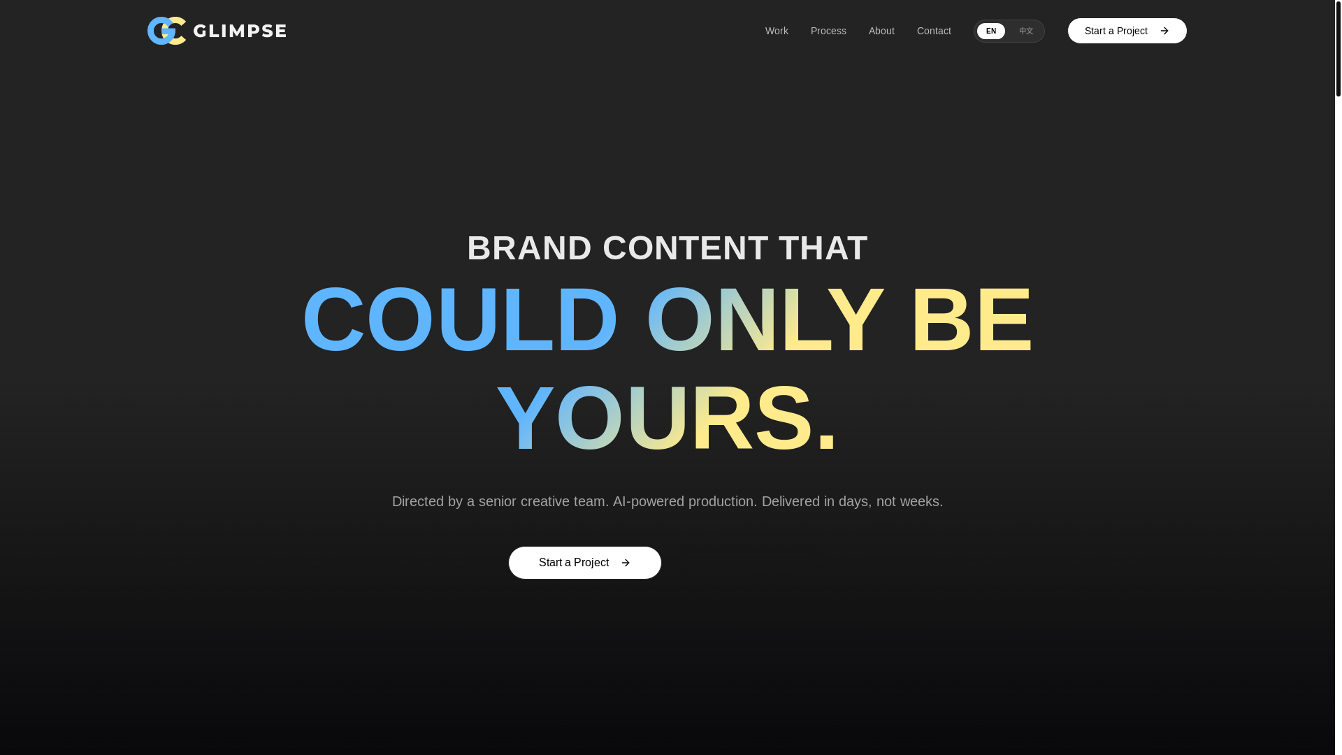 website screenshot of https://glimpse-creative.com/