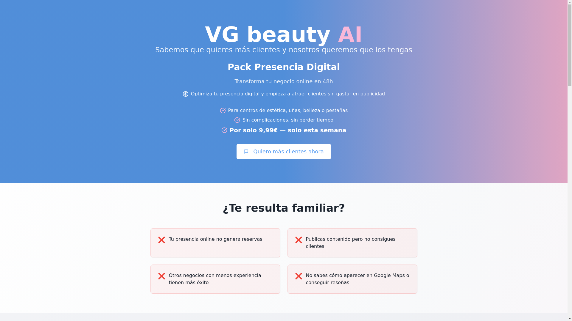 website screenshot of https://vgbeautyai.com/
