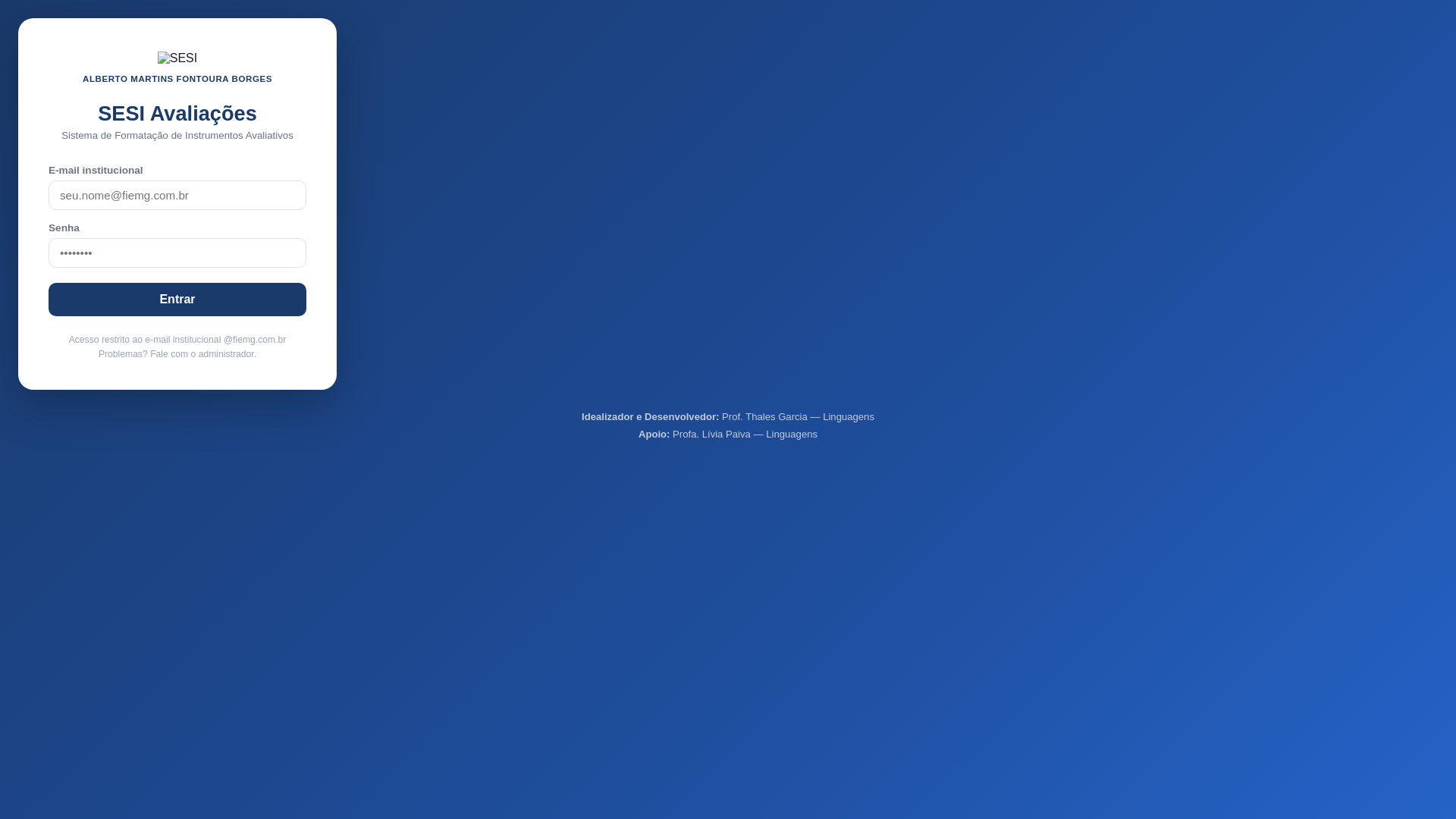 website screenshot of https://sesi-uberaba-avaliacoes.pages.dev/