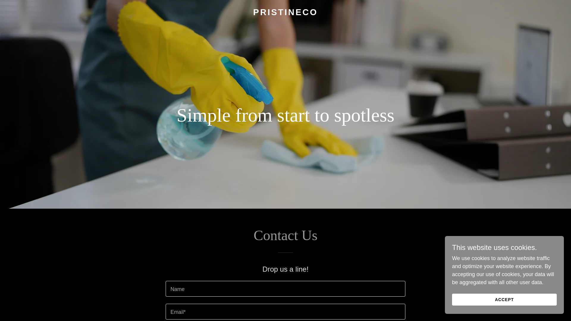 website screenshot of https://pristineco.ca