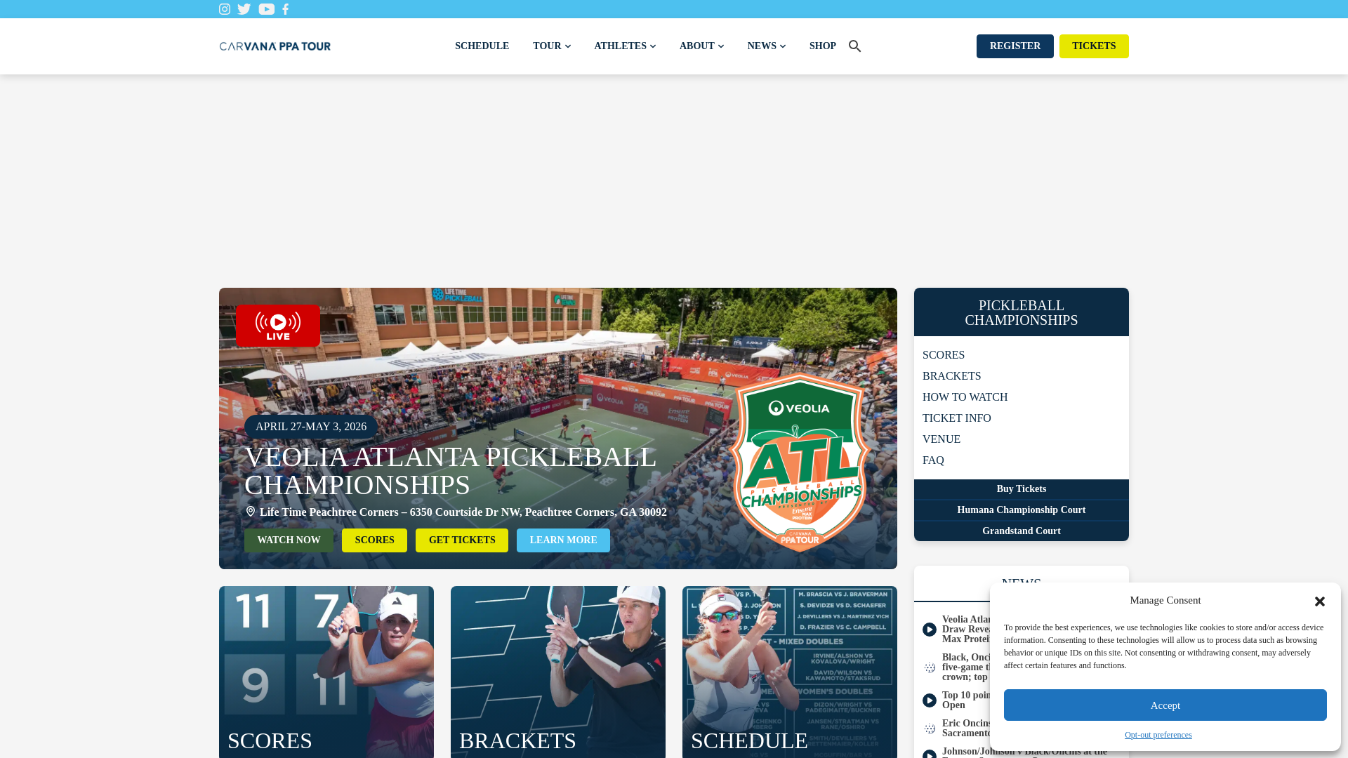 website screenshot of https://www.ppatour.com/