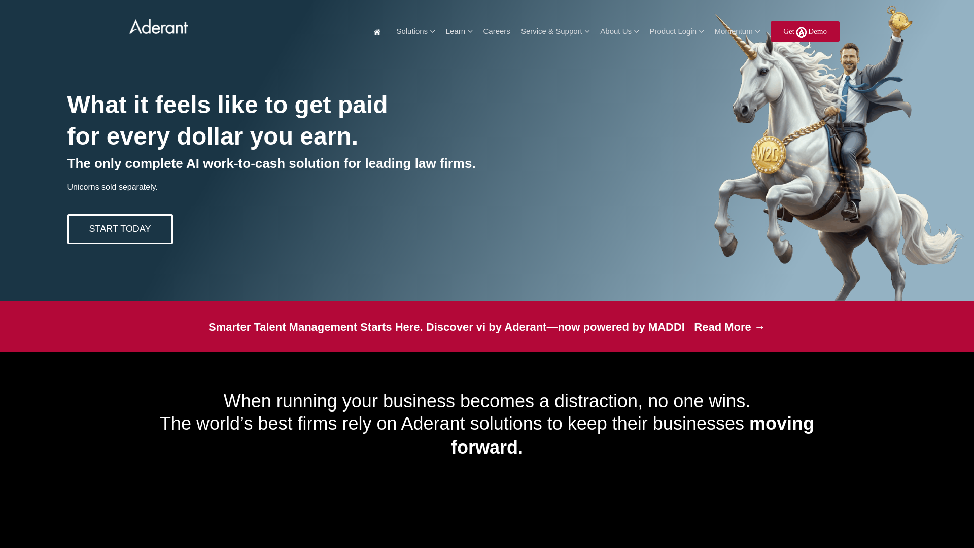 website screenshot of https://aderant.com/