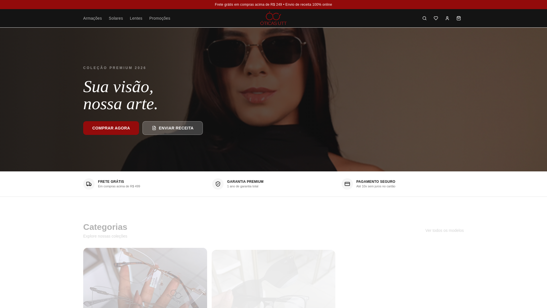 website screenshot of https://oticasutt.com.br