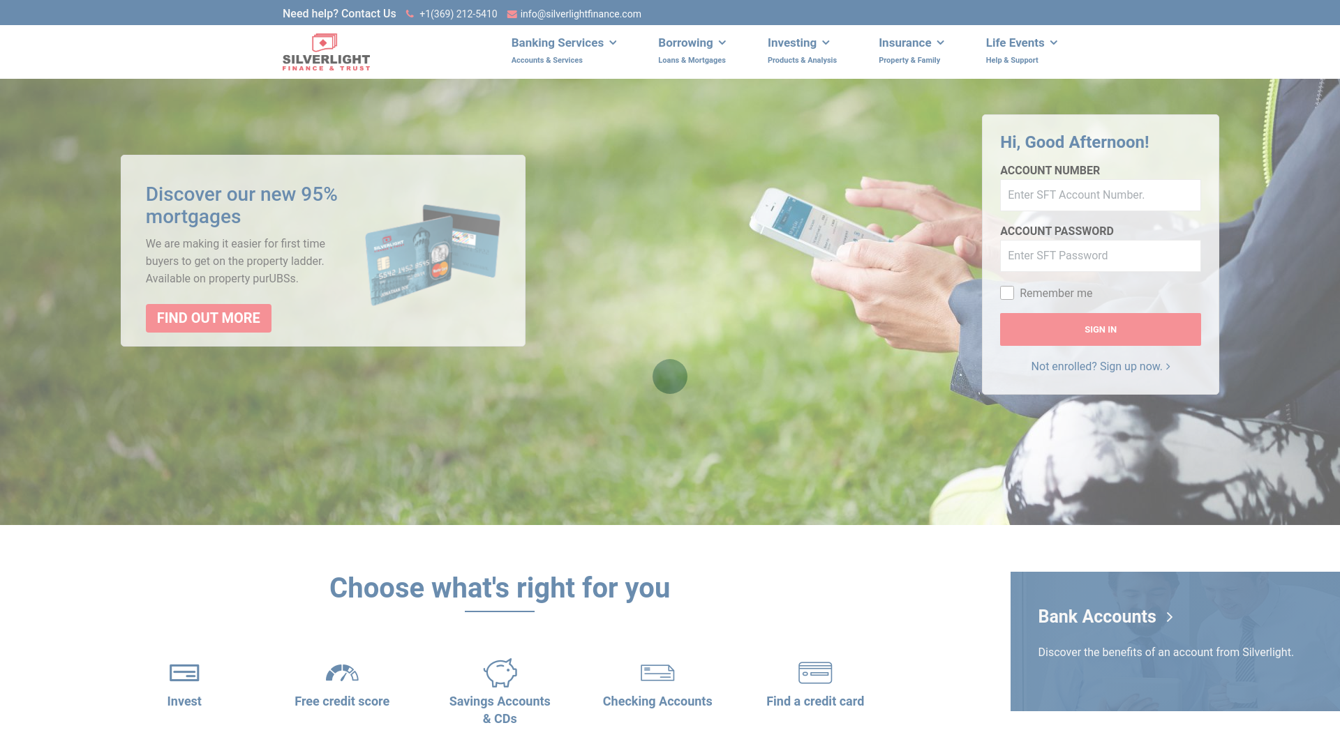 website screenshot of https://silverlightfinance.com/