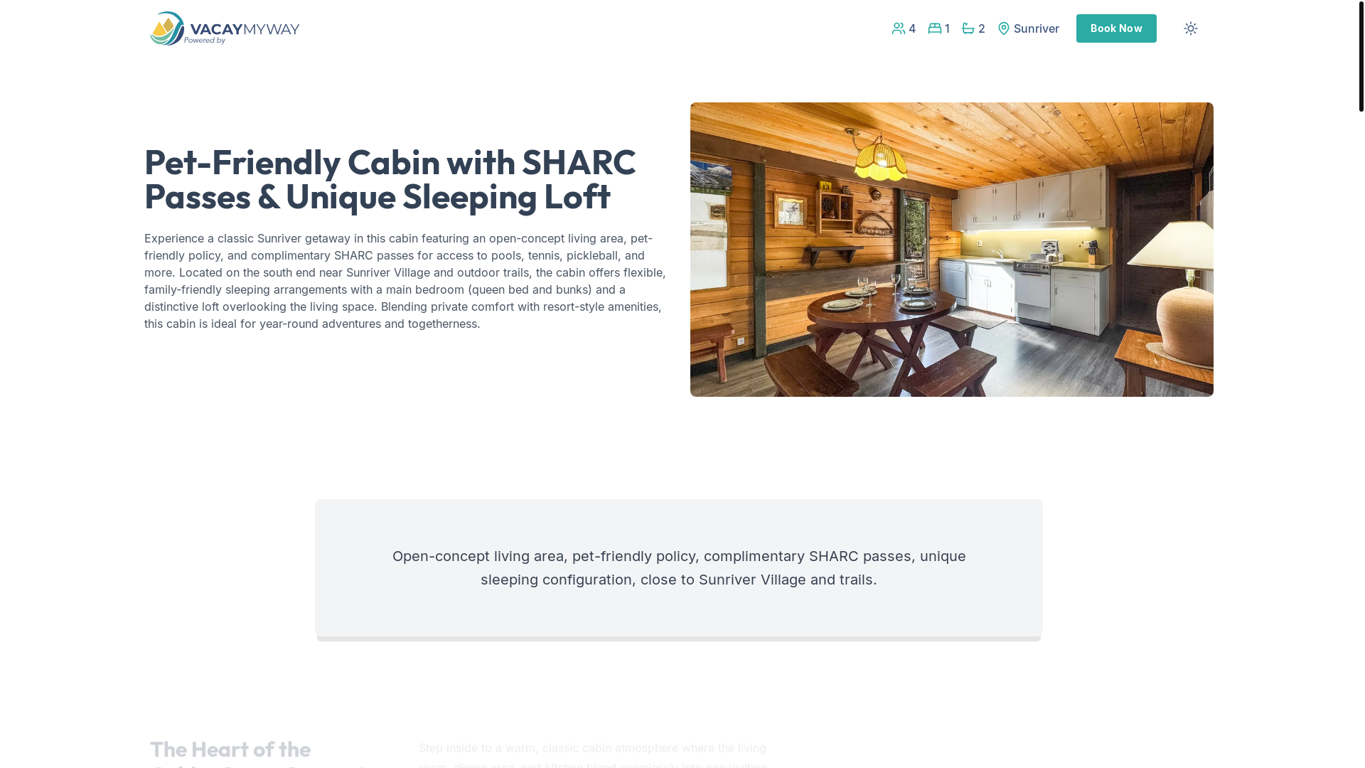 website screenshot of https://cozysunriver.vacations/