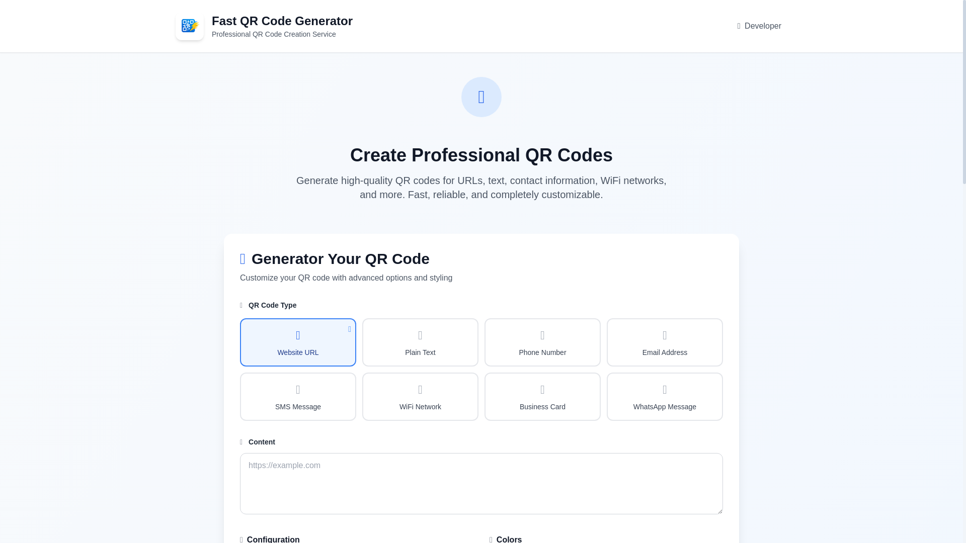 website screenshot of https://fastqrcode.net/