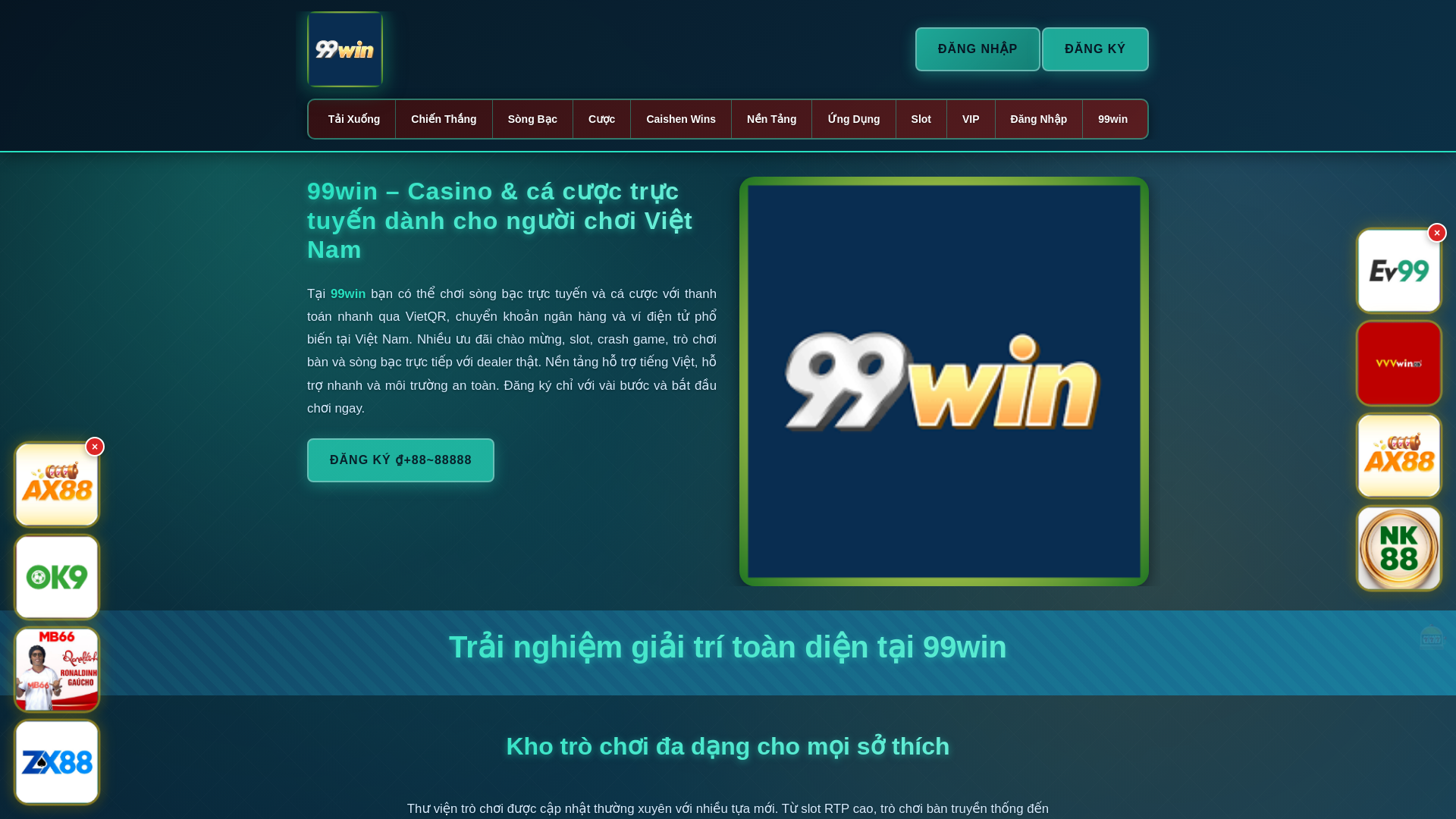 website screenshot of https://99winmot.com/