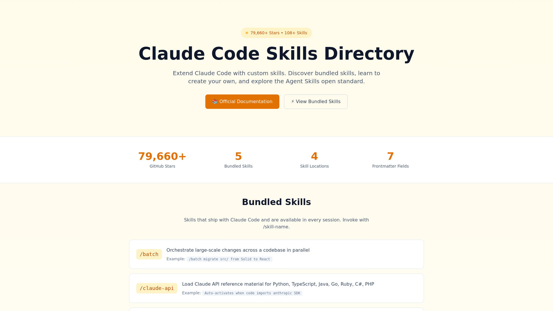 website screenshot of https://claude-skills-2026.pages.dev/