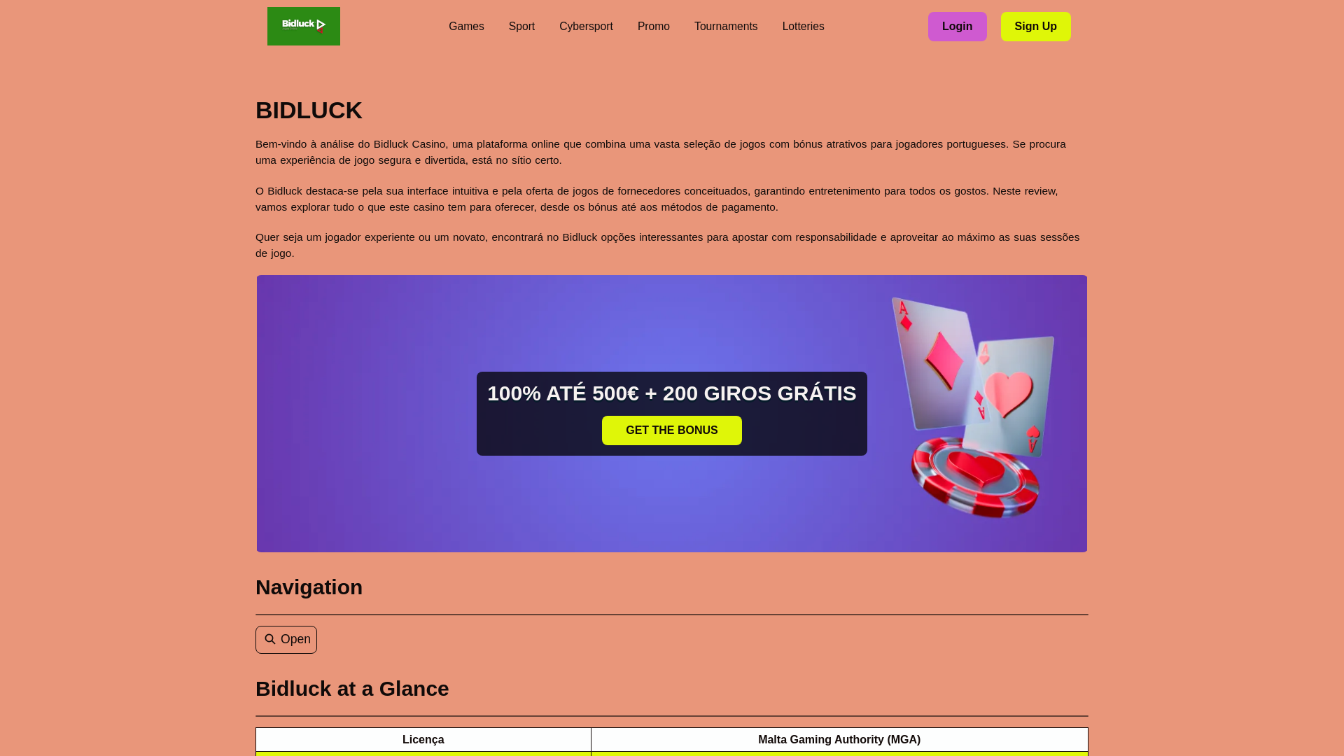 website screenshot of https://bidluckpt.live/