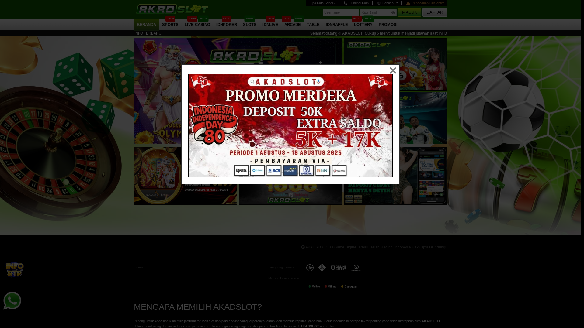 website screenshot of https://akadlancar.site/