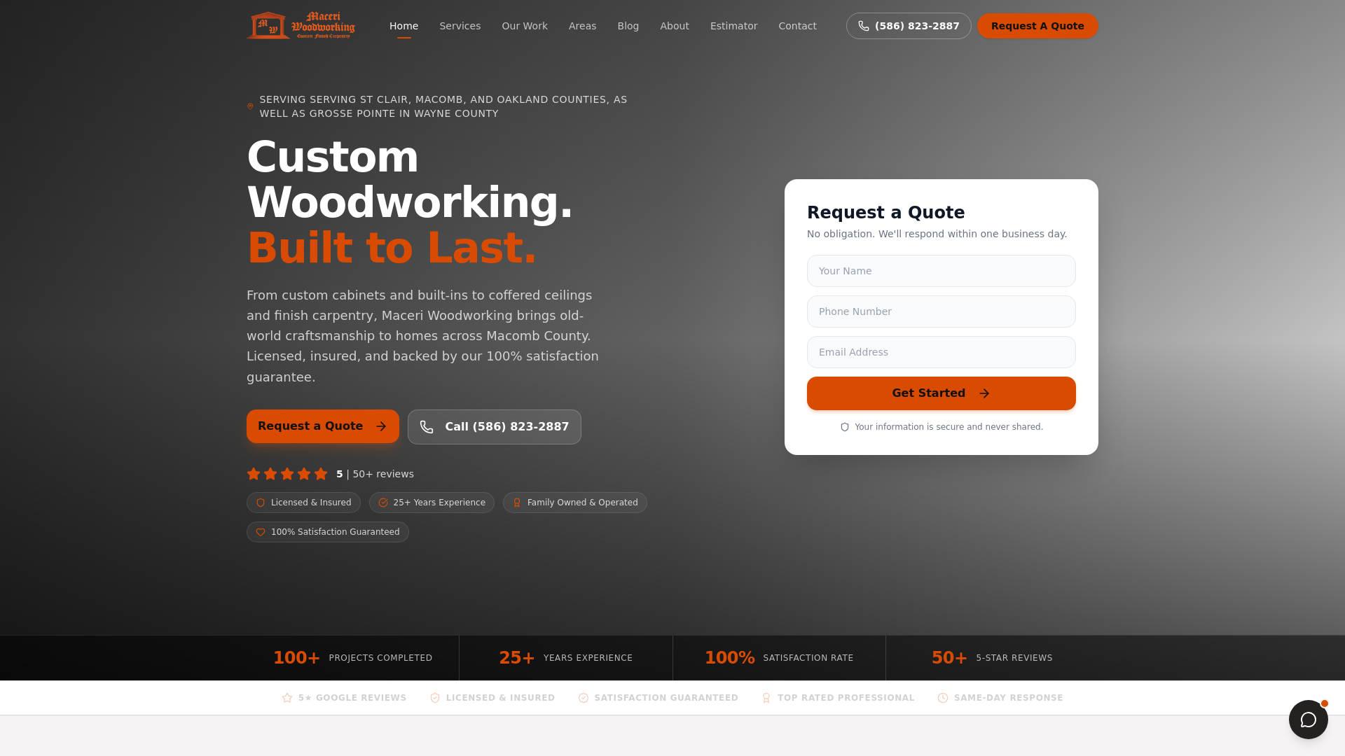 website screenshot of https://maceriwoodworking.com/