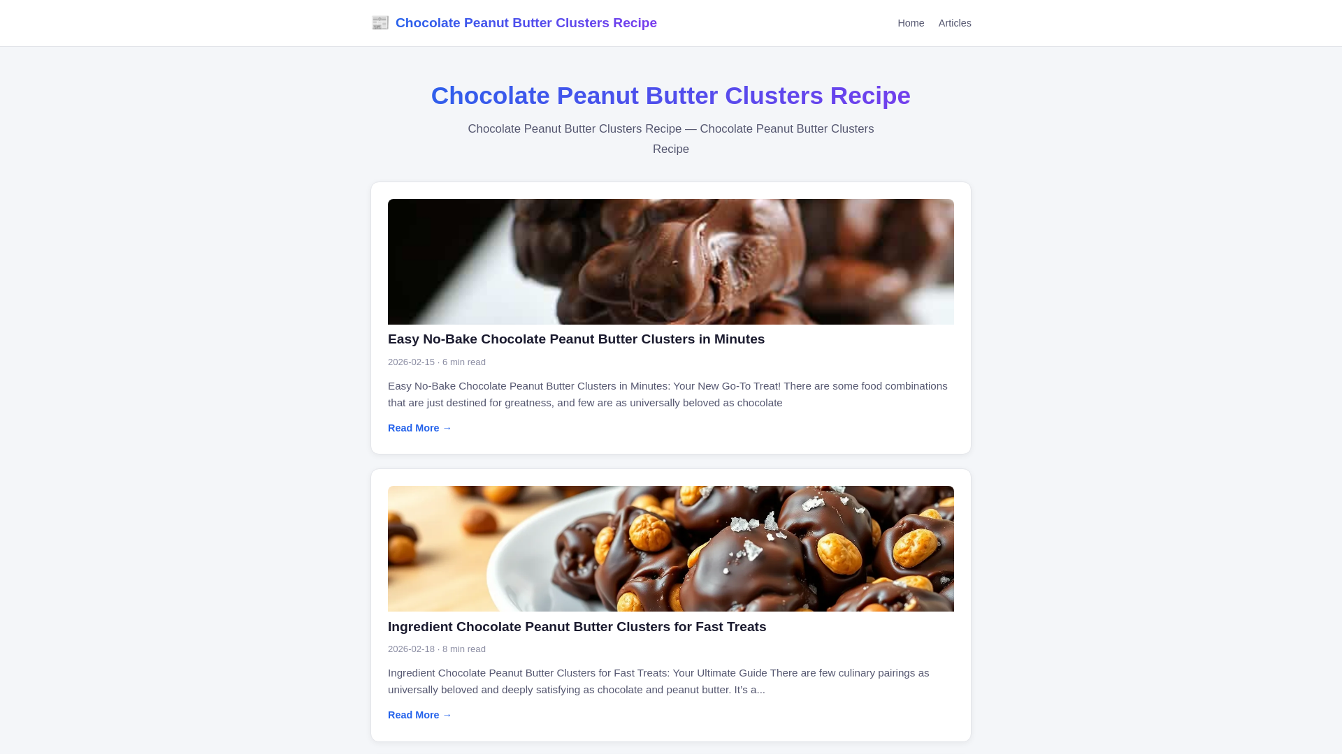 website screenshot of https://chocolate-peanut-butter-clusters-recipe.pages.dev/