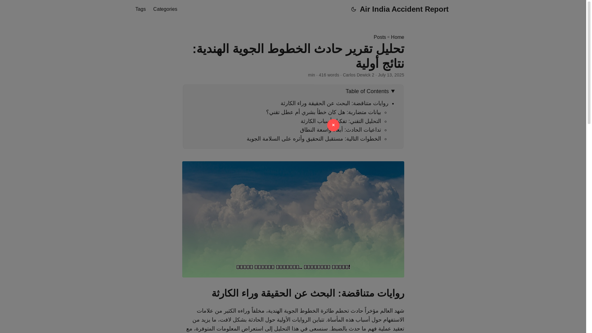 website screenshot of https://air-india-accident-report.pages.dev/