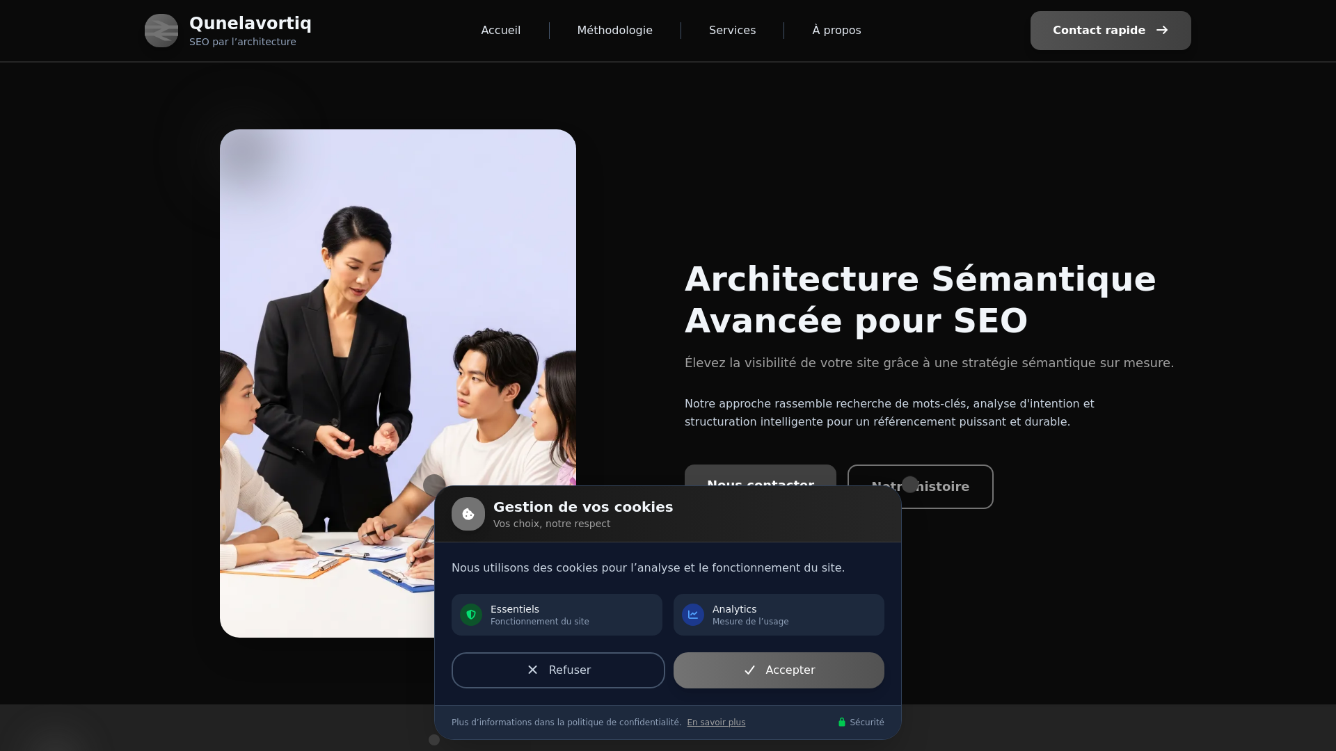 website screenshot of https://qunelavortiq.com/