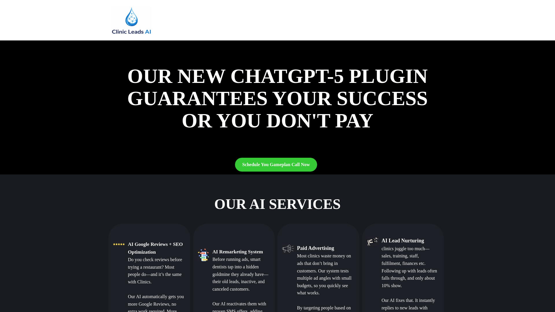 website screenshot of https://clinicleadsai.com/