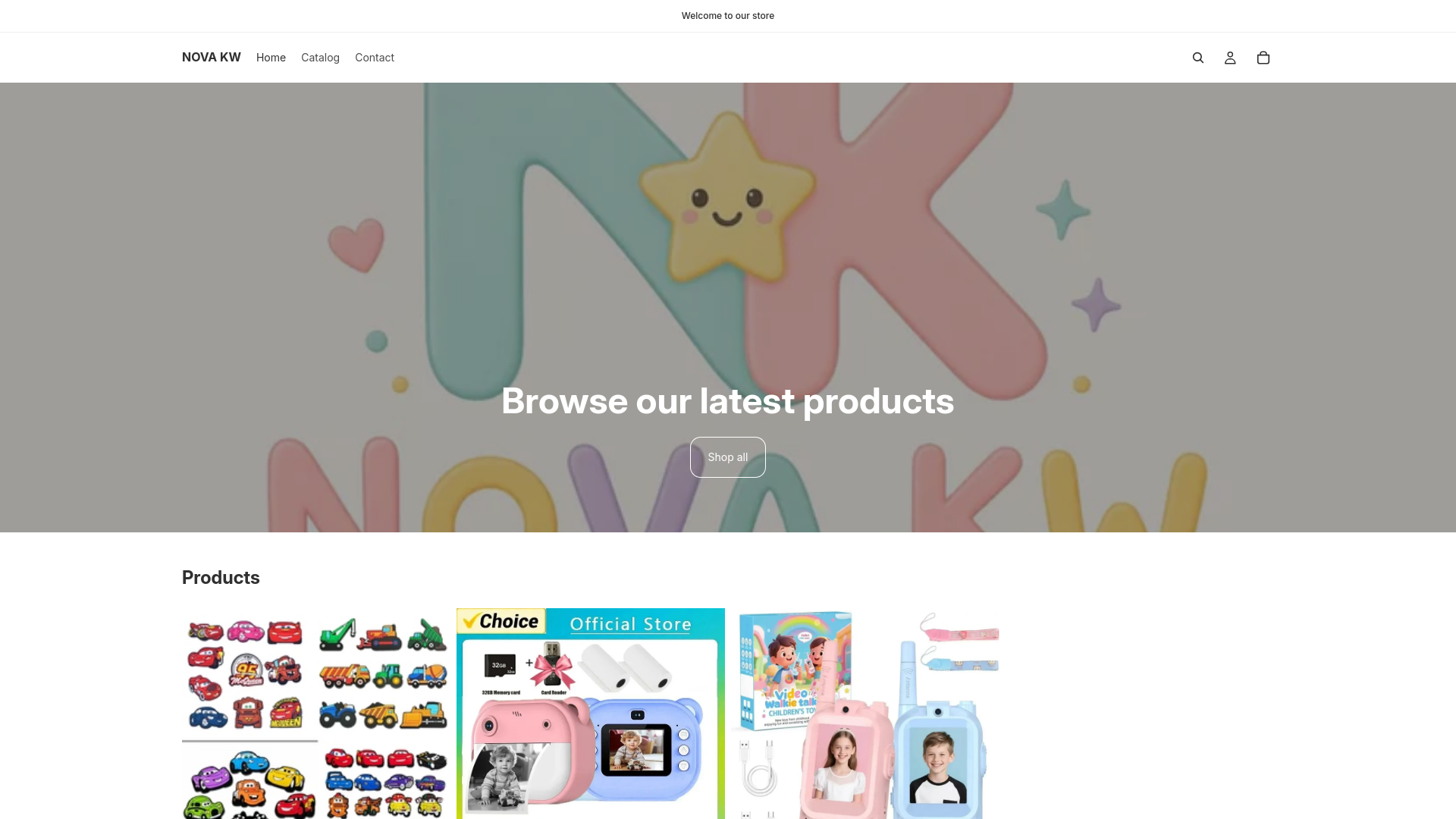 website screenshot of https://novakwstore.com/