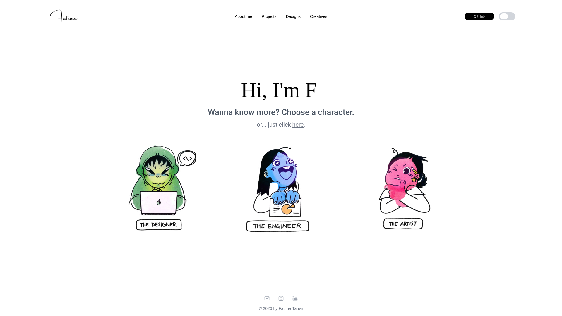 website screenshot of https://fatimatanvir.dev/