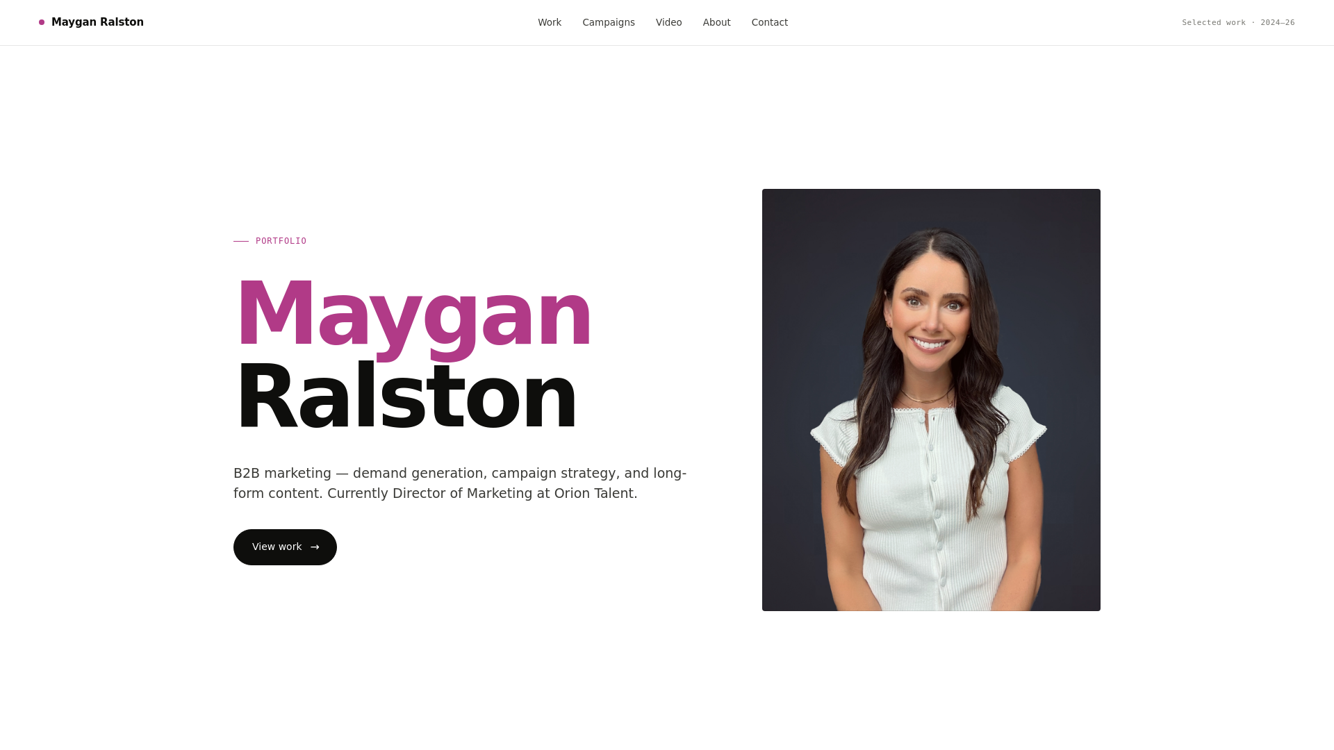 website screenshot of https://mayganralston.com/