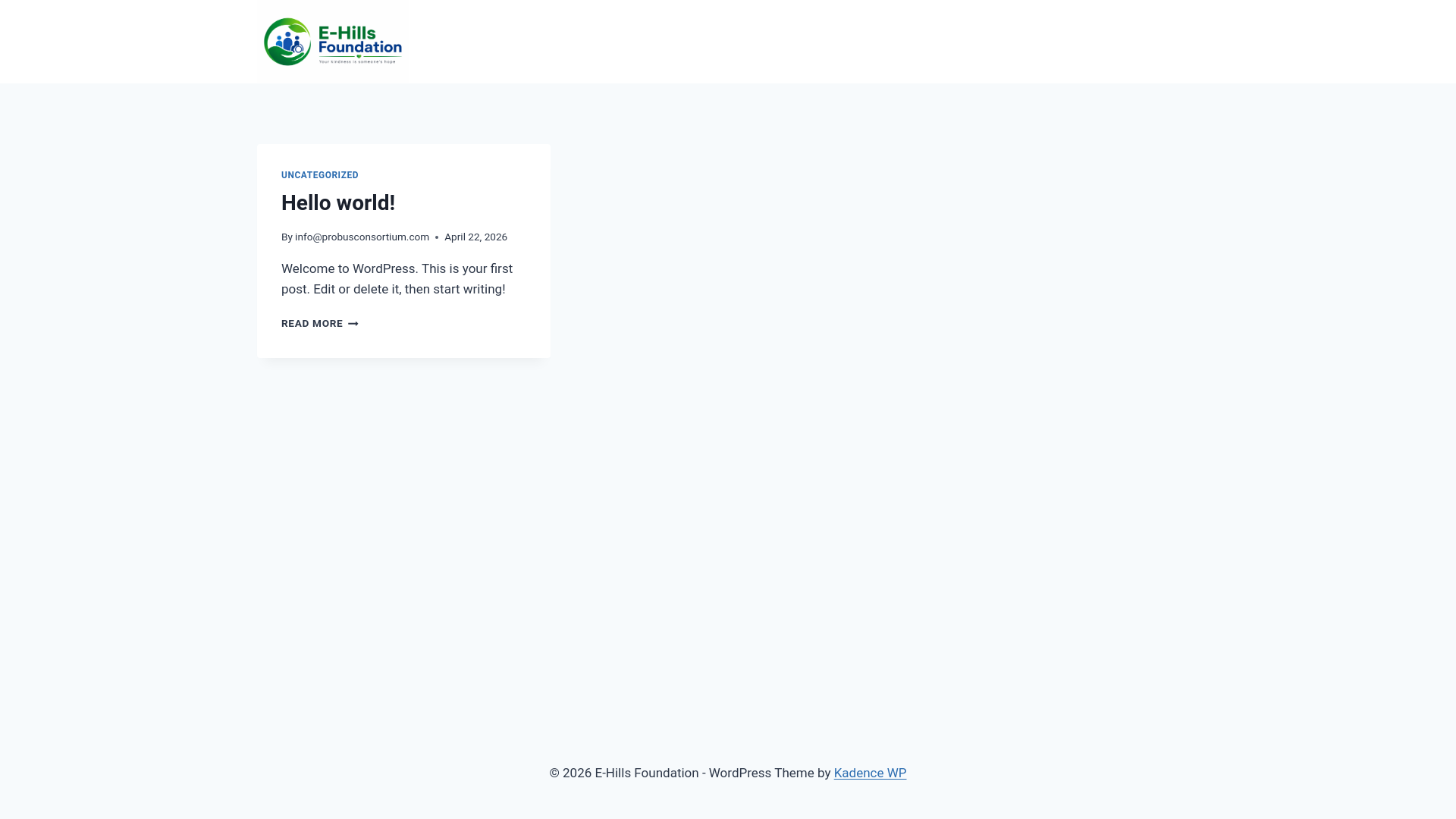 website screenshot of https://e-hillsfoundation.org/