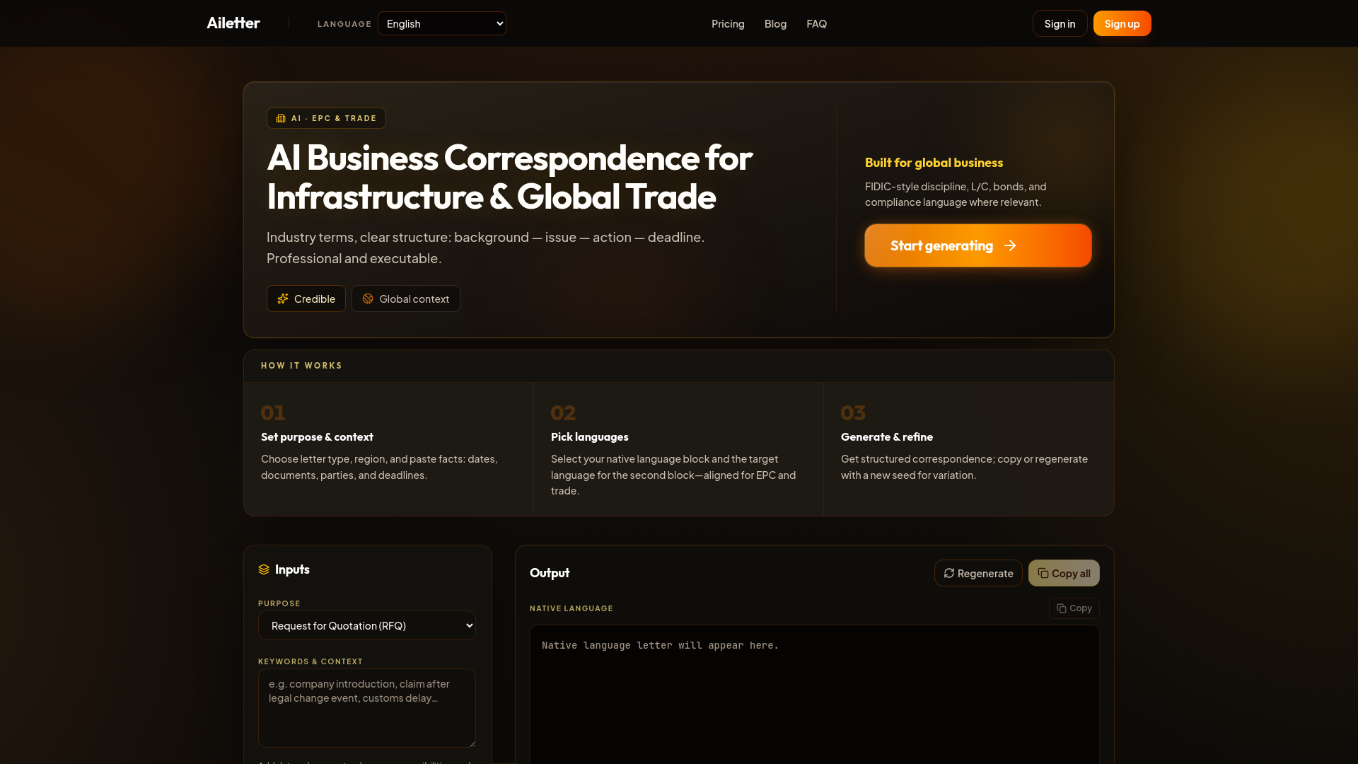 website screenshot of https://ailetter.cc