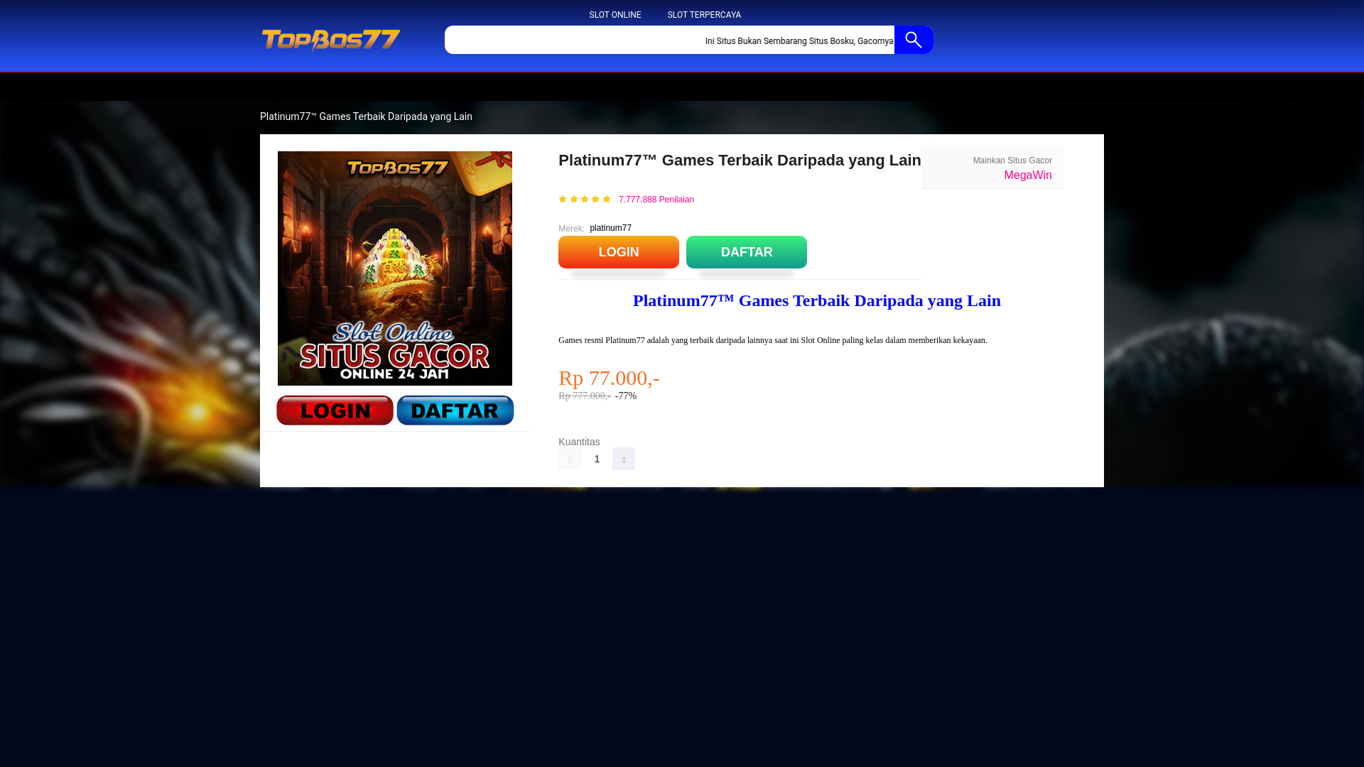 website screenshot of https://platinum77a.com/