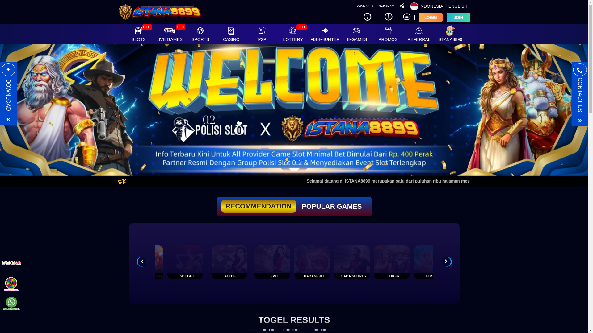 website screenshot of https://istana8899vip.org/