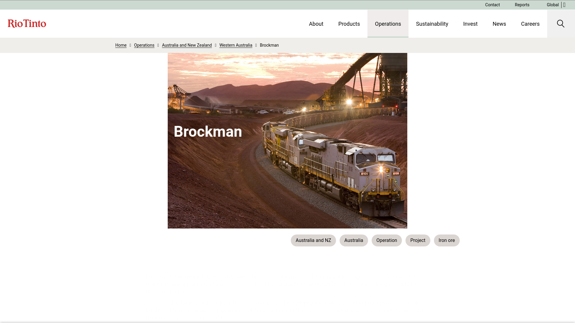 website screenshot of https://www.riotinto.com/en/operations/anz/western-australia/brockman