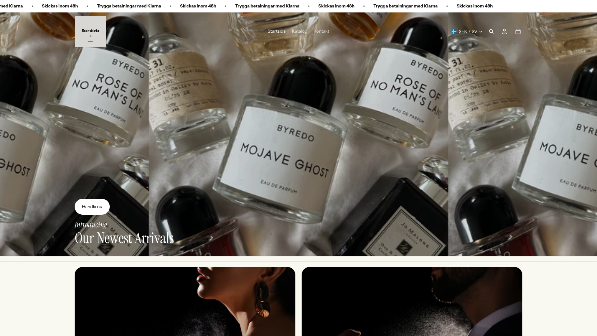 website screenshot of https://scentoria.se