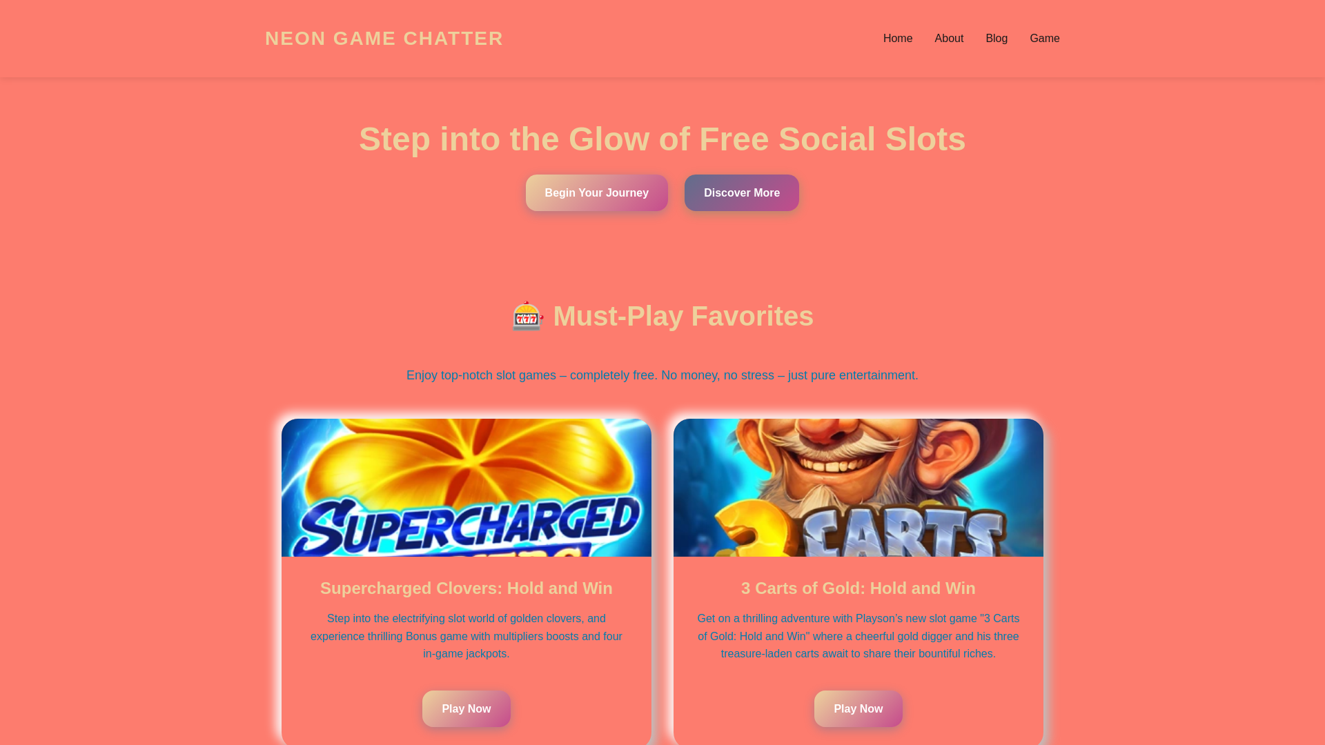 website screenshot of https://neongamechatter.com