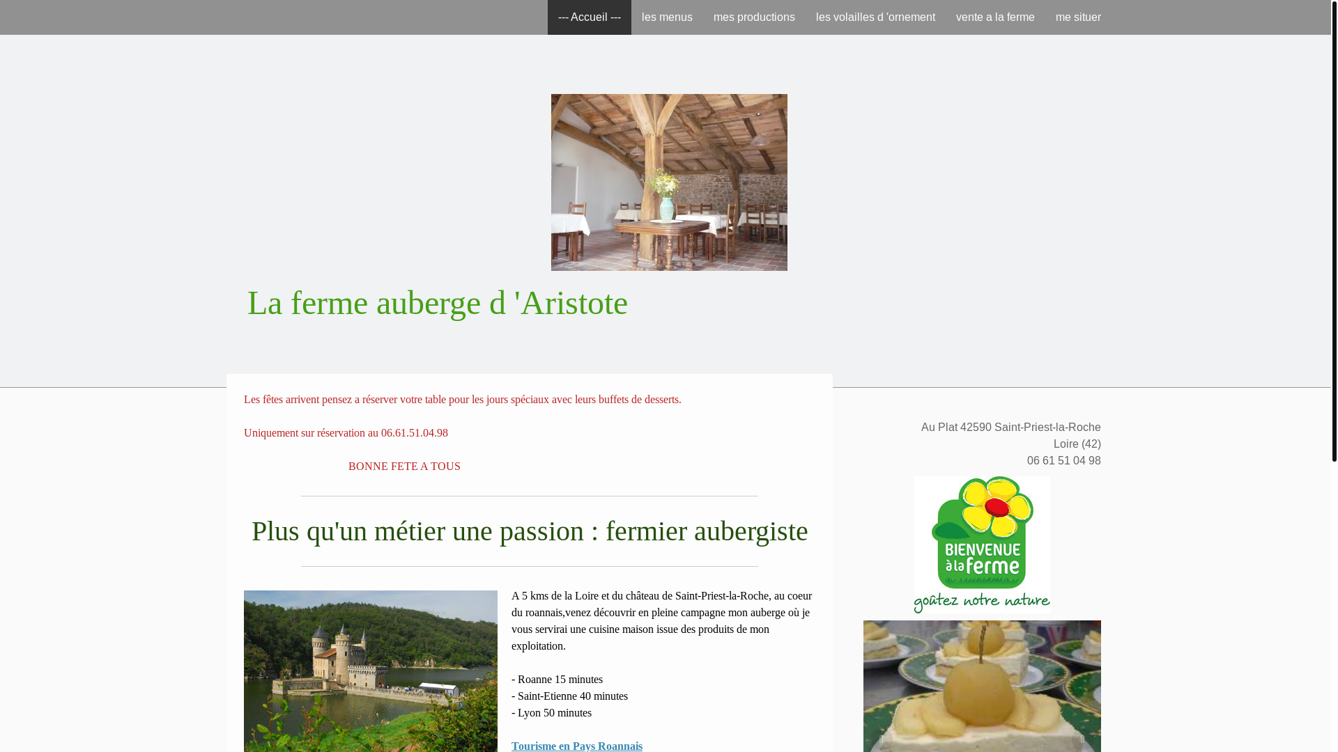 website screenshot of https://fermeaubergearistote.com/