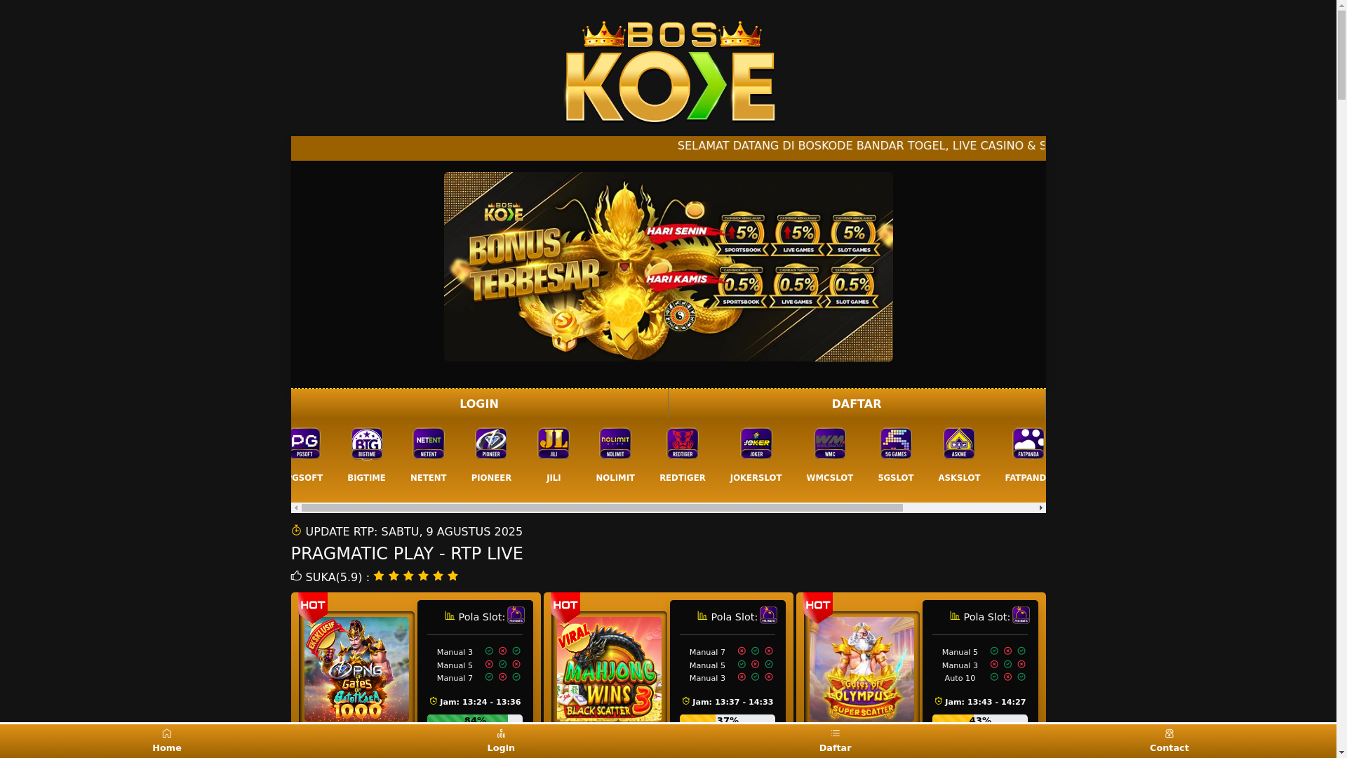 website screenshot of https://boskode-rtp-gacor-hari-ini.pages.dev/