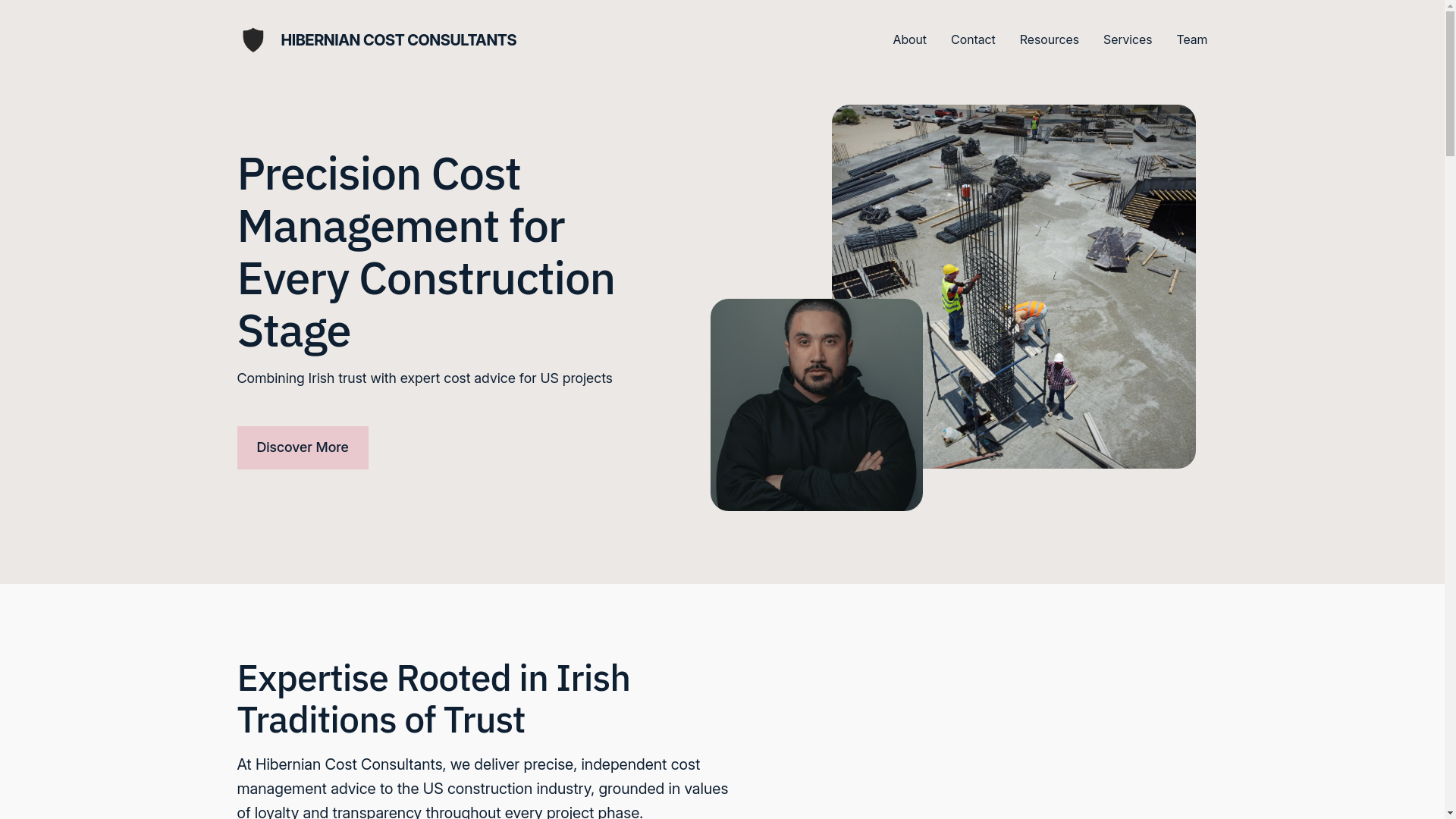 website screenshot of https://hiberniancostconsultants.com/