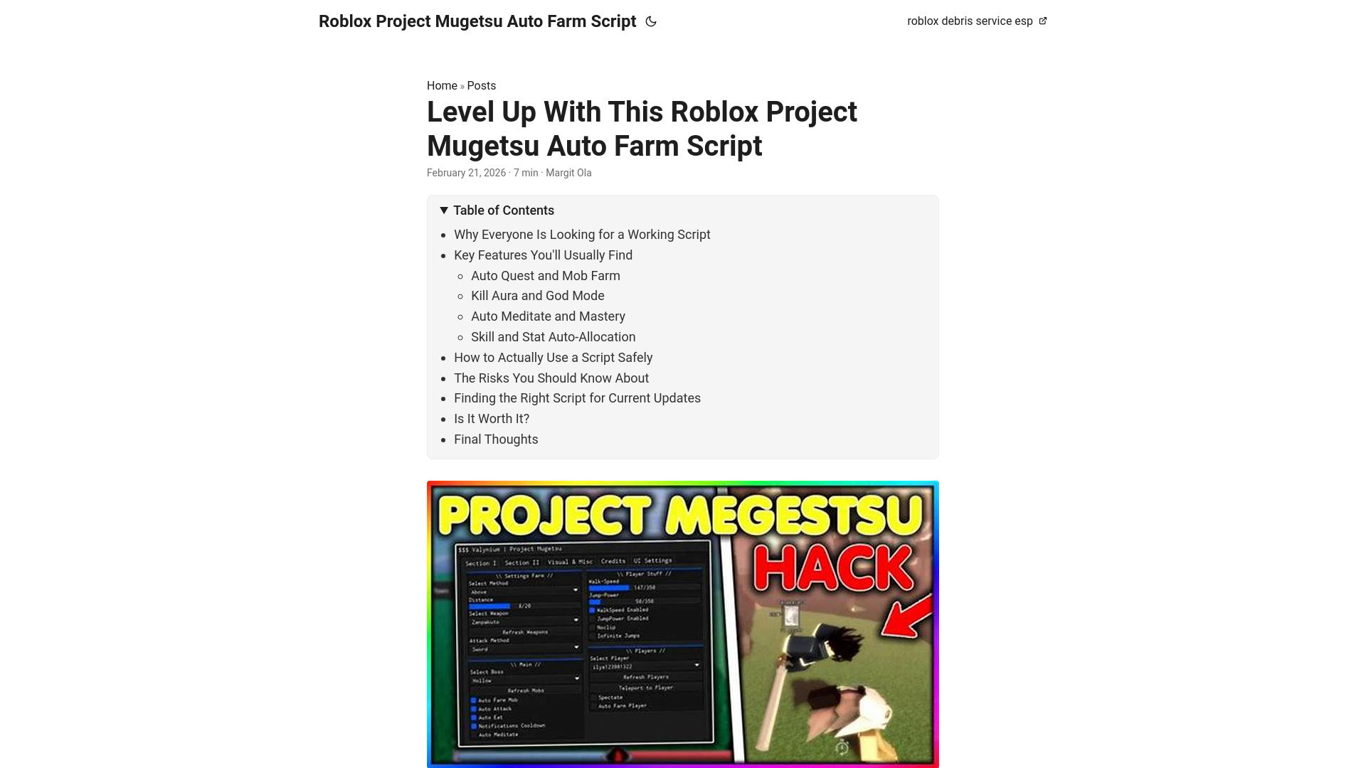 website screenshot of https://roblox-project-mugetsu-auto-farm-script.pages.dev/