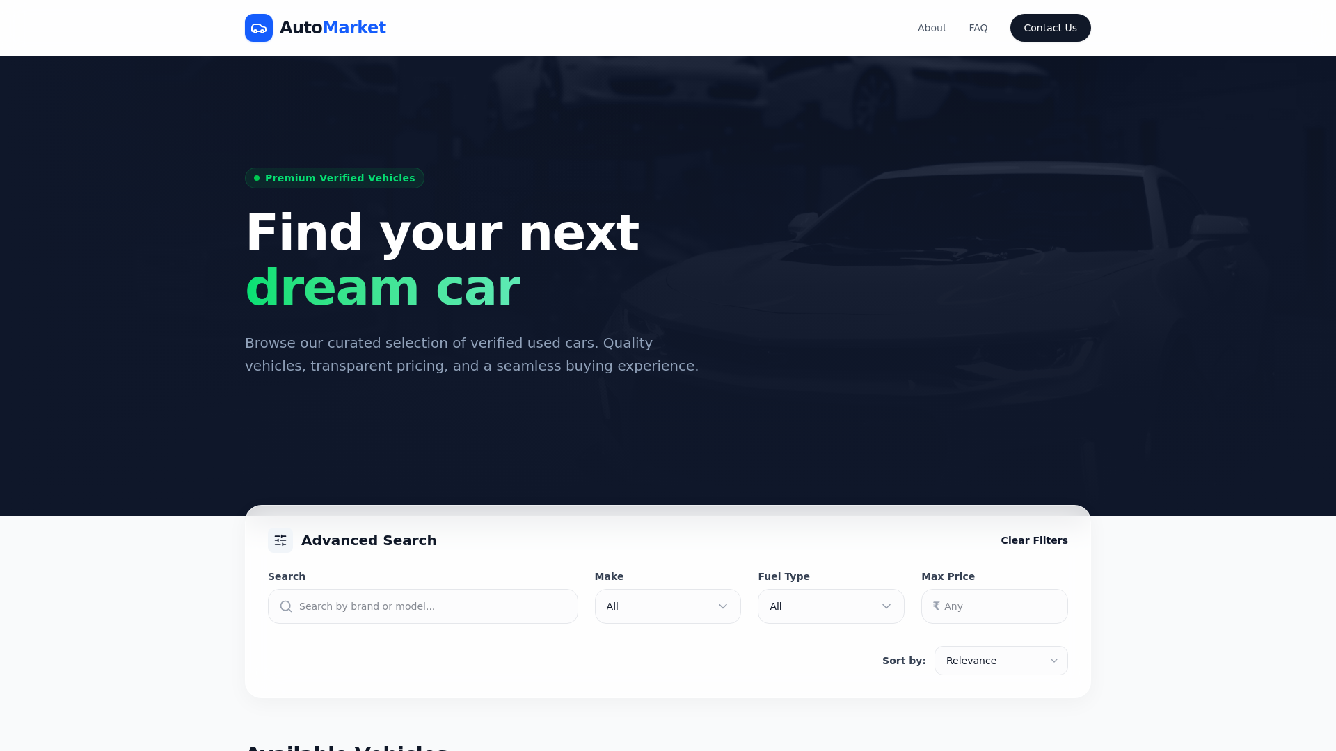 website screenshot of https://automarket-b3h.pages.dev/
