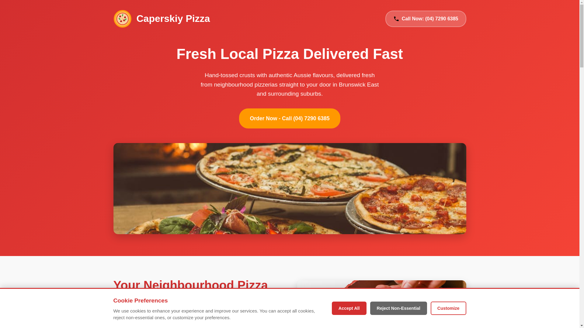website screenshot of https://pizzacapeers.com/