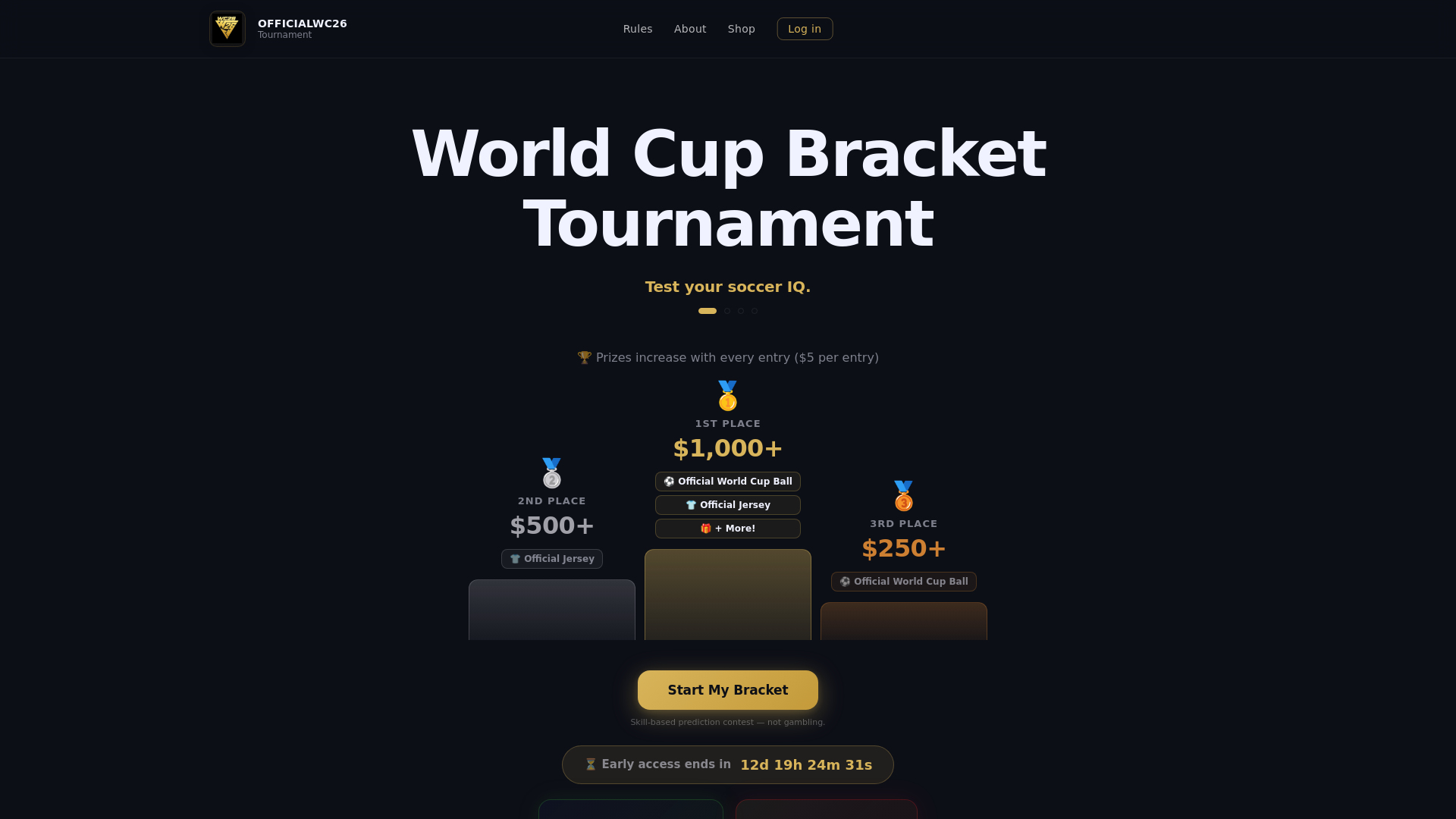 website screenshot of https://wc26tournament.com/