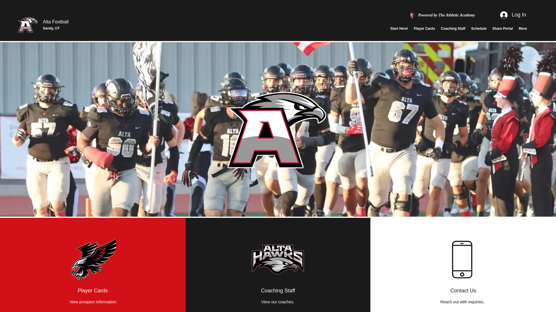 website screenshot of https://altahawksfootball.com/