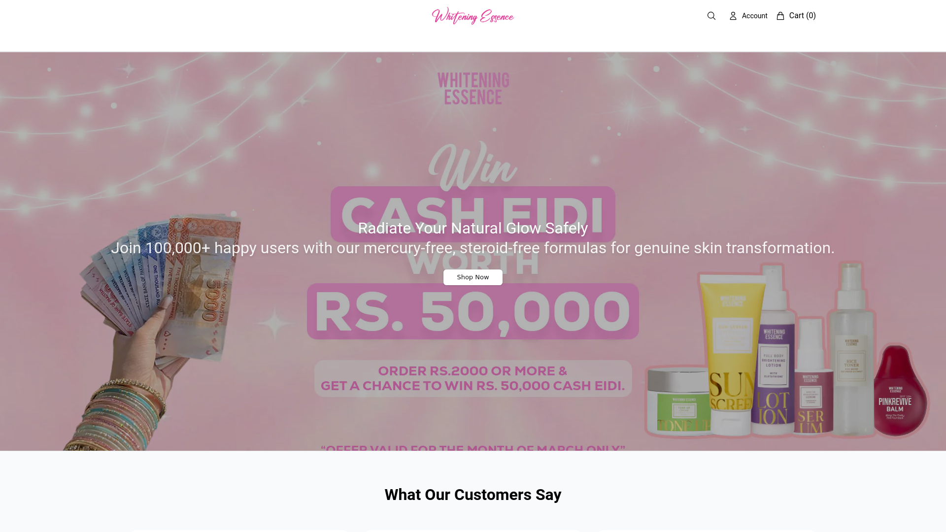 website screenshot of https://whiteningessence.shop