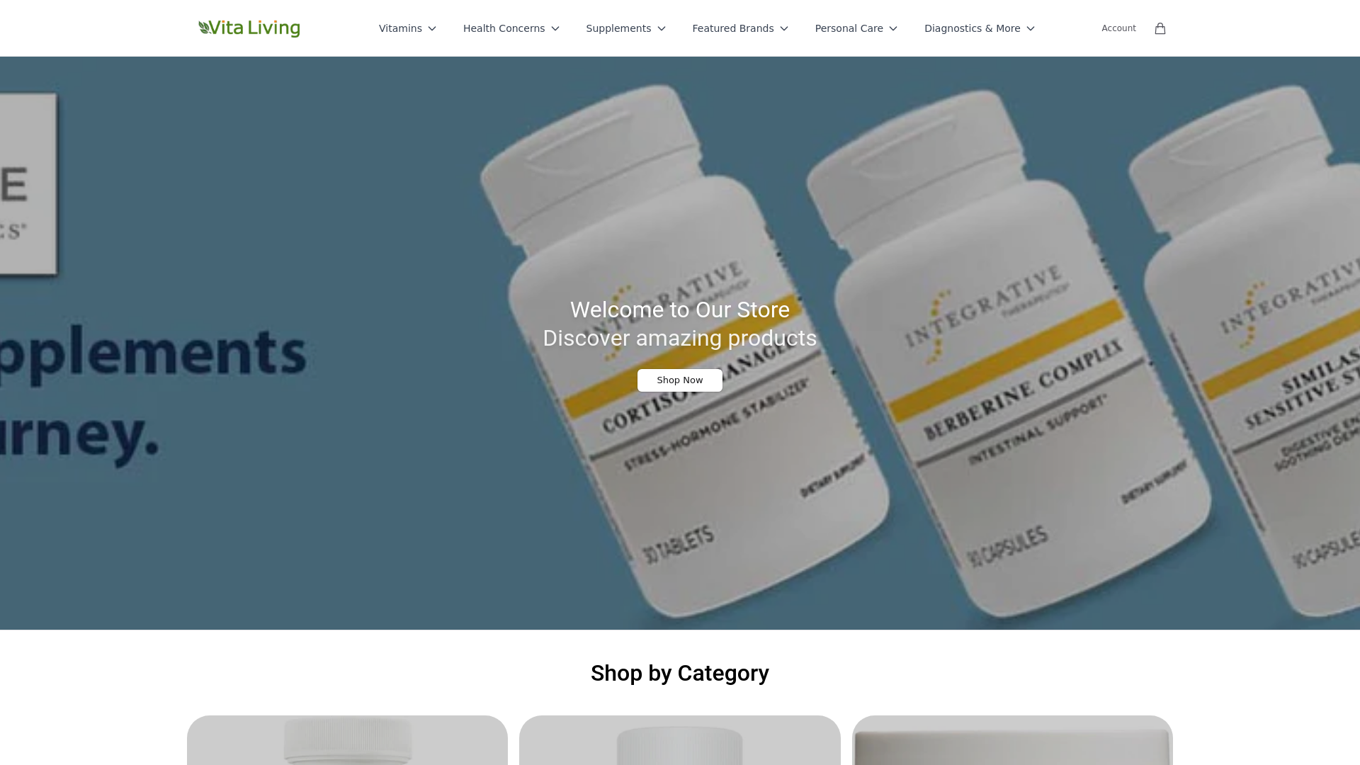 website screenshot of https://vitalivingshop.shop/