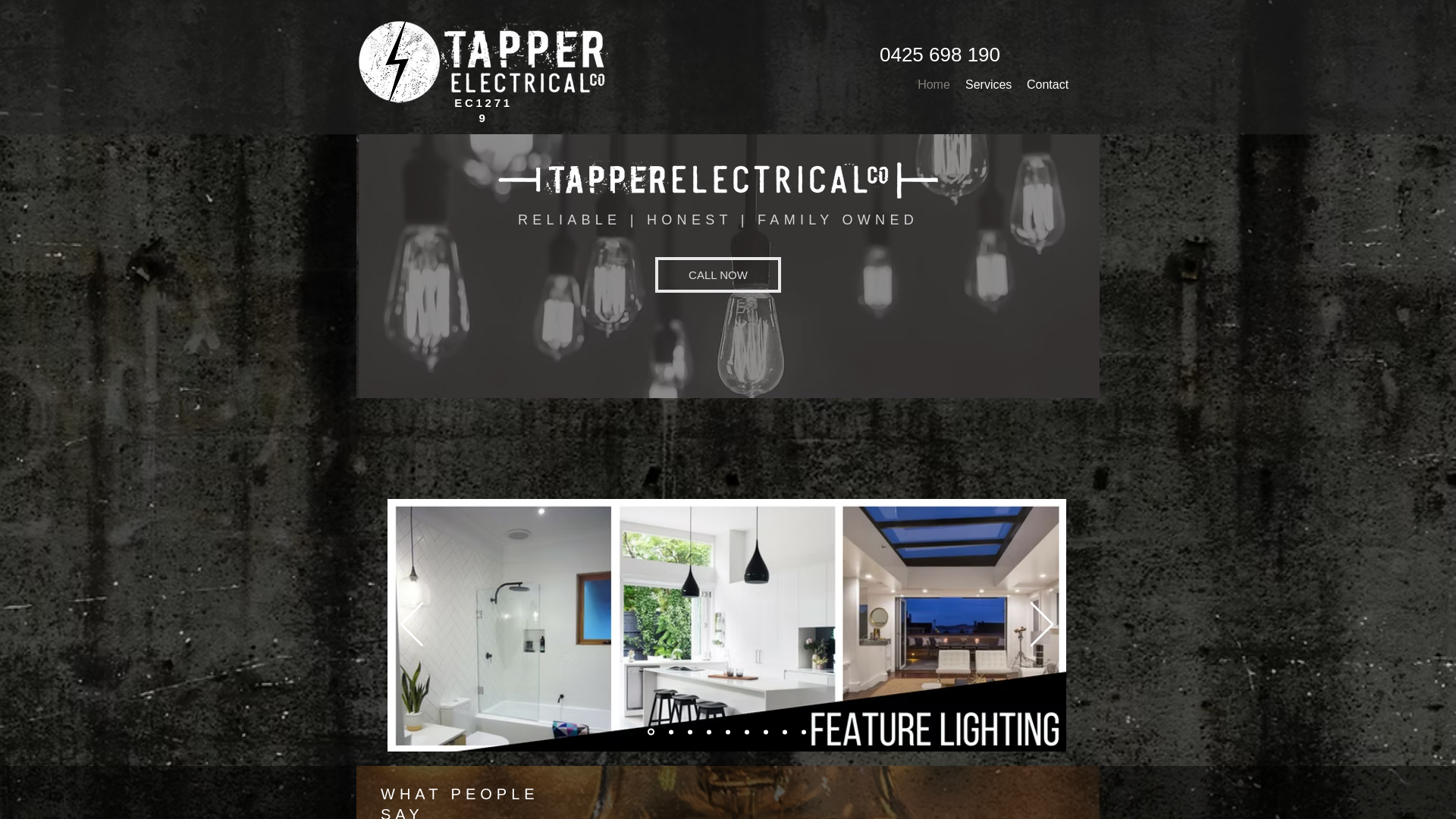 website screenshot of https://tapperelectricalco.com.au/