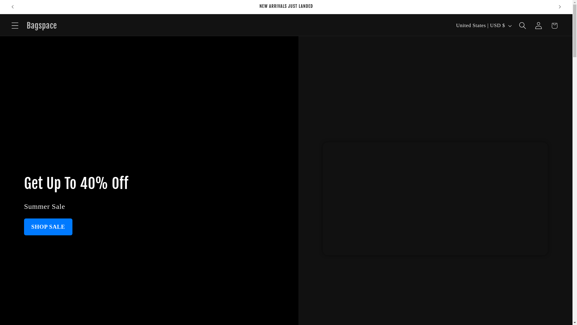 website screenshot of https://shopbagspace.com/