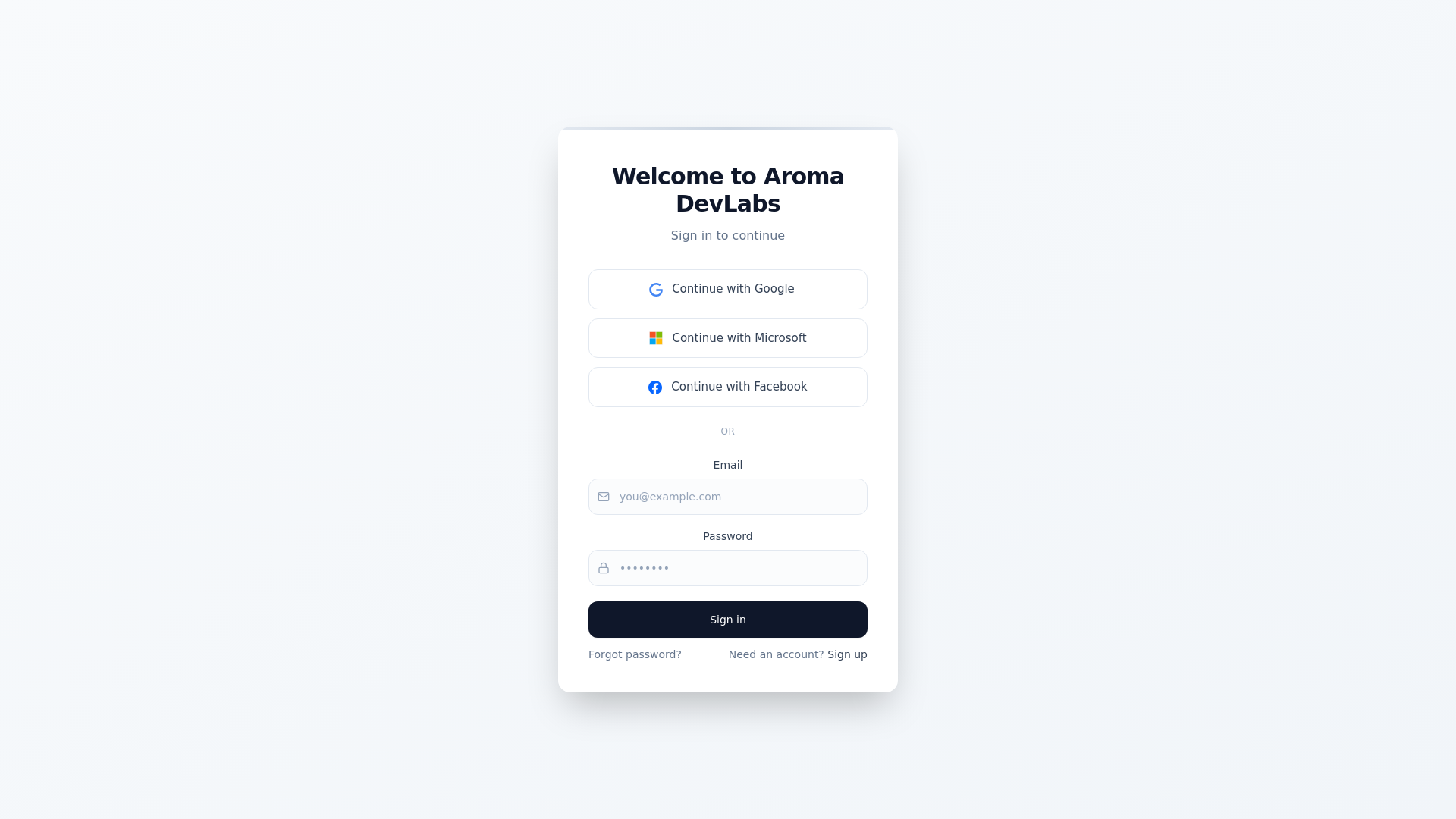 website screenshot of https://aromalabs.dev/