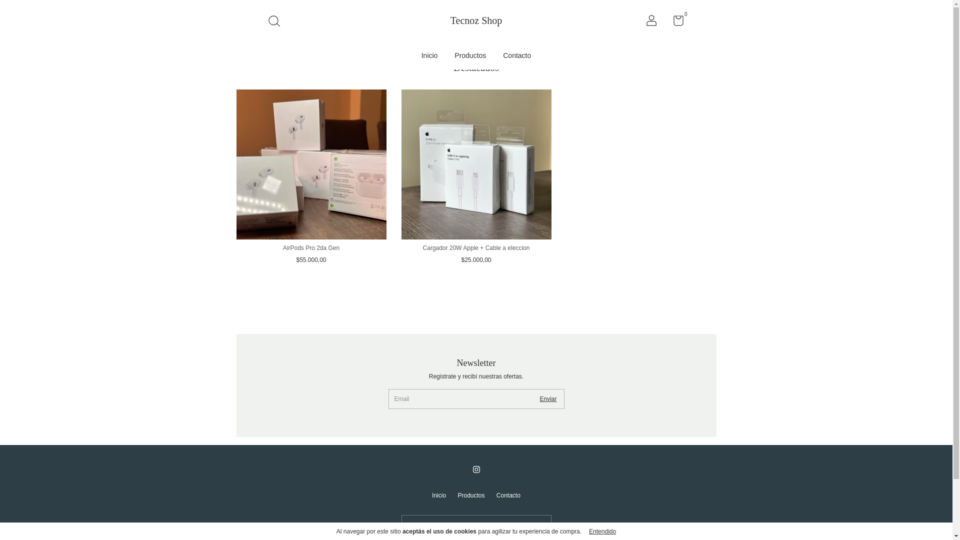 website screenshot of https://tecnozshop.com.ar/