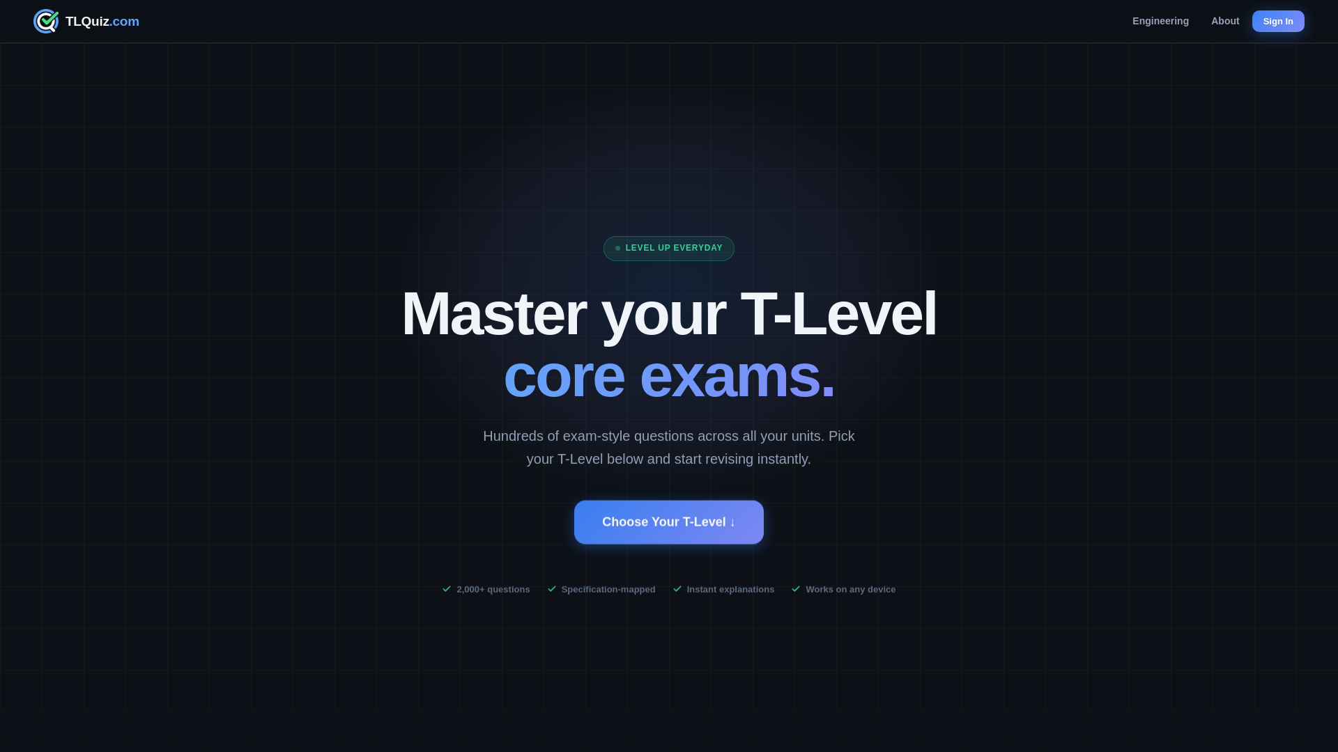 website screenshot of https://www.tlquiz.com/